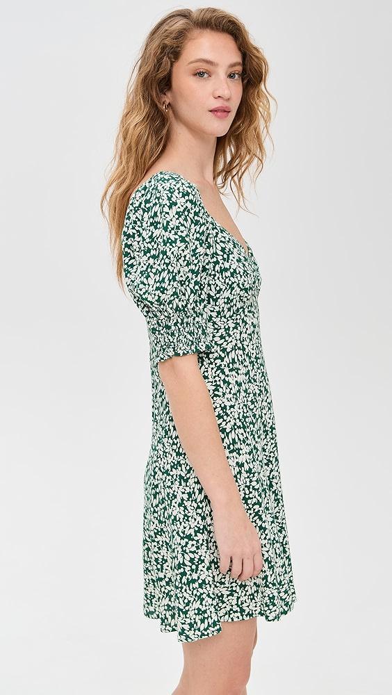 Madewell Crepe V Neck Green Printed Mini Dress | Shopbop Product Image