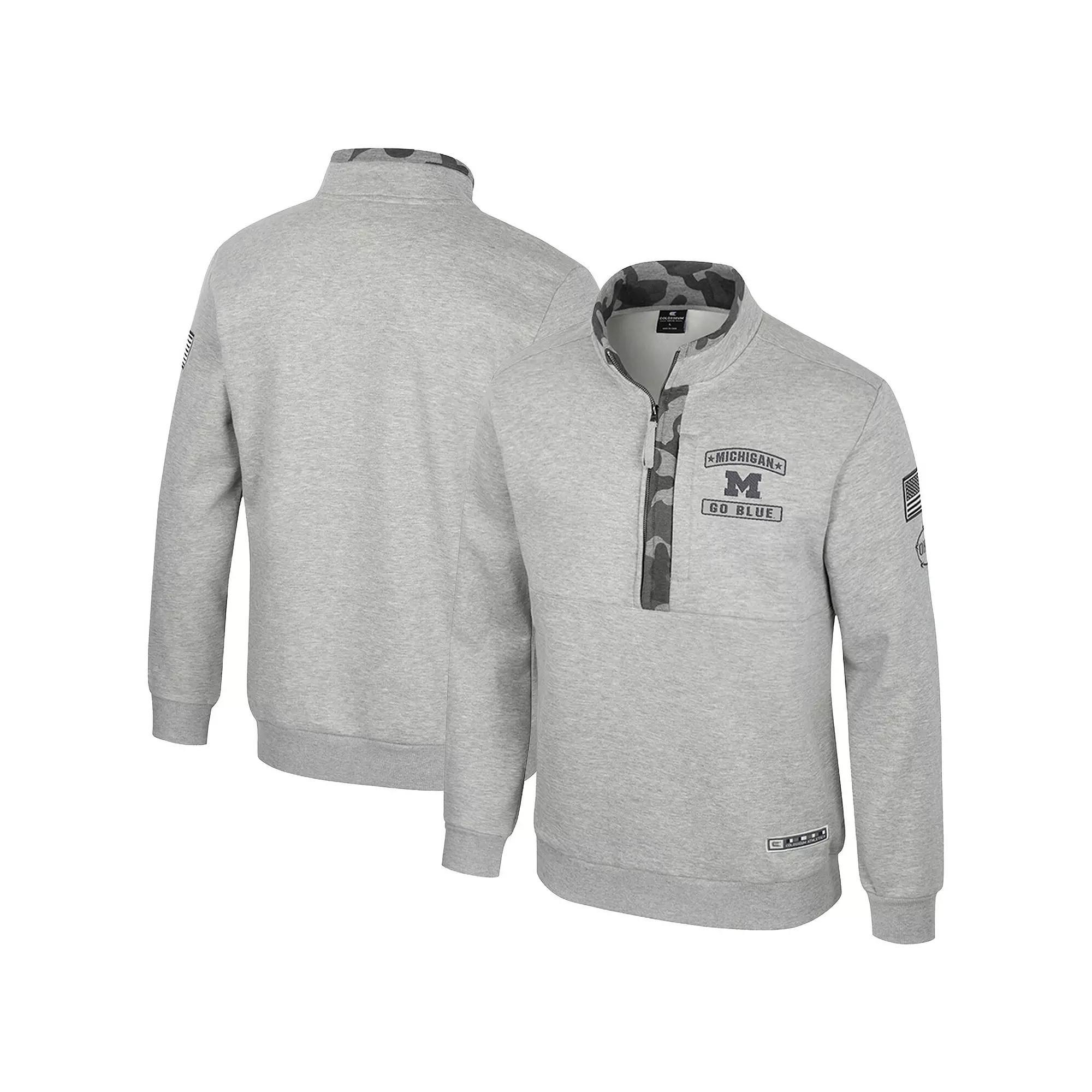 Men's Colosseum Heather Gray Virginia Tech Hokies OORAH OHT Military Appreciation Fleece Quarter-Zip Jacket, Size: 2XL, Grey Product Image