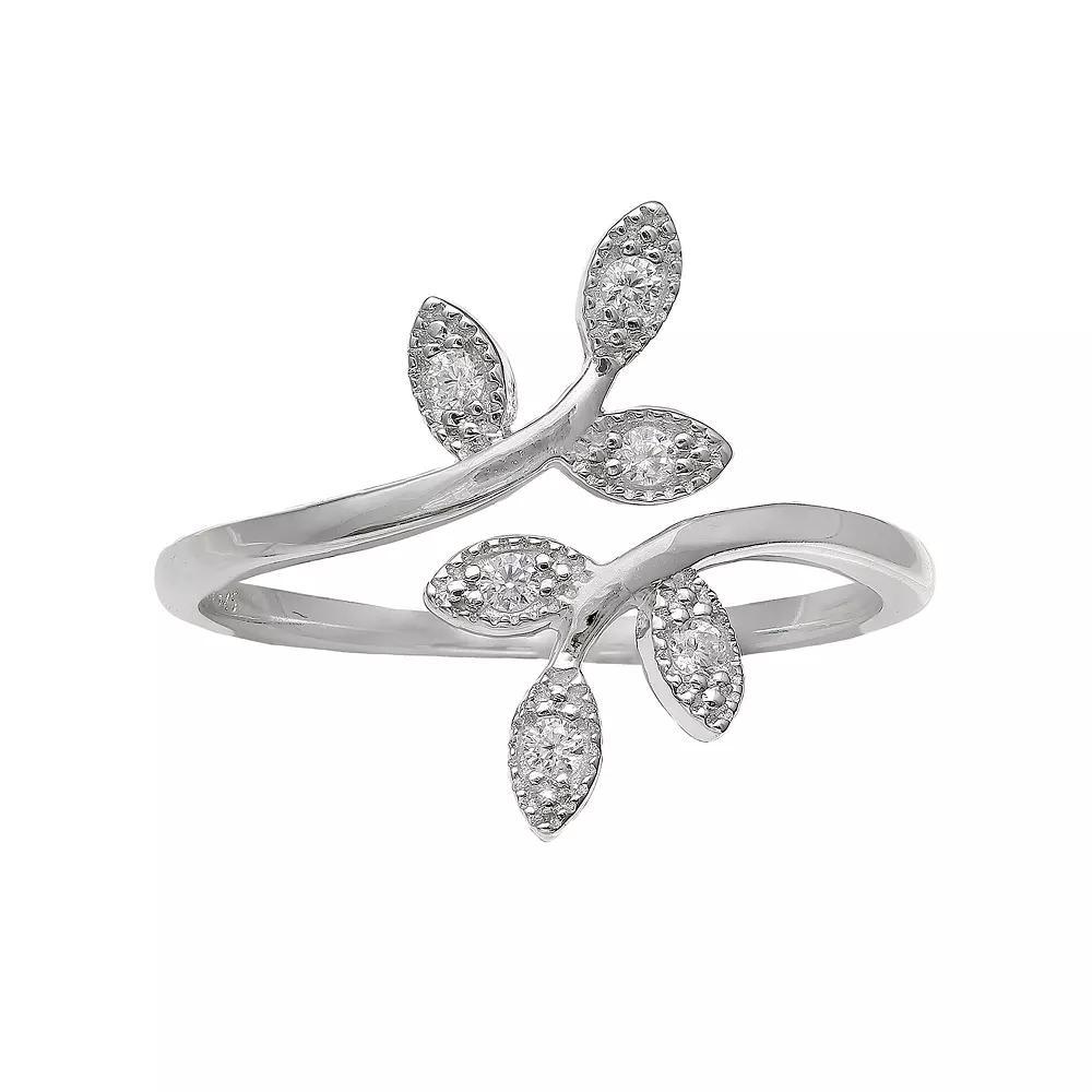 PRIMROSE Sterling Silver Cubic Zirconia Vine Bypass Ring, Women's, Size: 8 Product Image