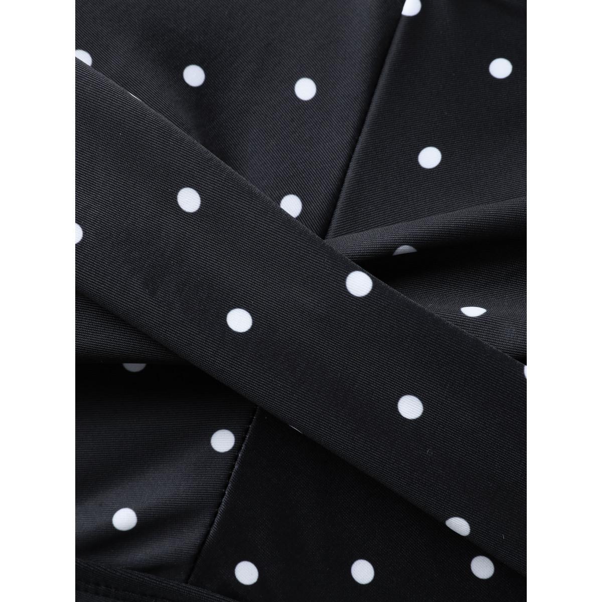 Plus Size Polka Dots Twist One-Piece Swimsuit Women's Swimwear Black Beach Twist Curve Bathing Suits High stretch One Pieces BloomChic 28/5X Product Image