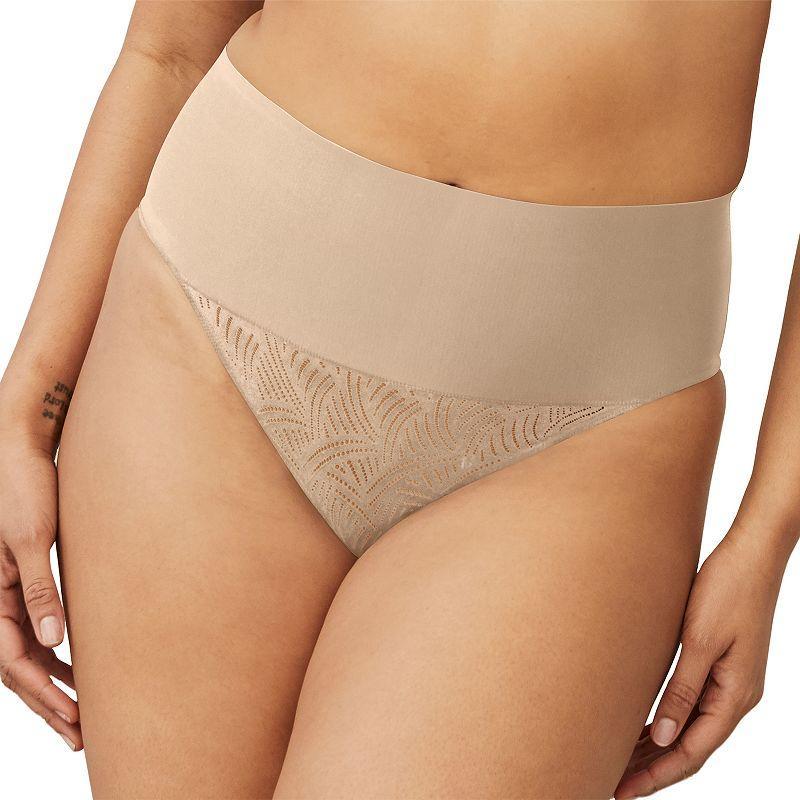 Maidenform Firm Control Shapewear Tame Your Tummy Lace Thong Panty 0049, Women's, Size: Medium, Nude Transparent Lace Product Image