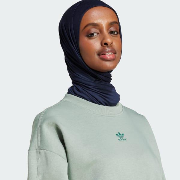 adidas Essentials Fleece Long Oversized Crew Sweatshirt Black L Womens Product Image