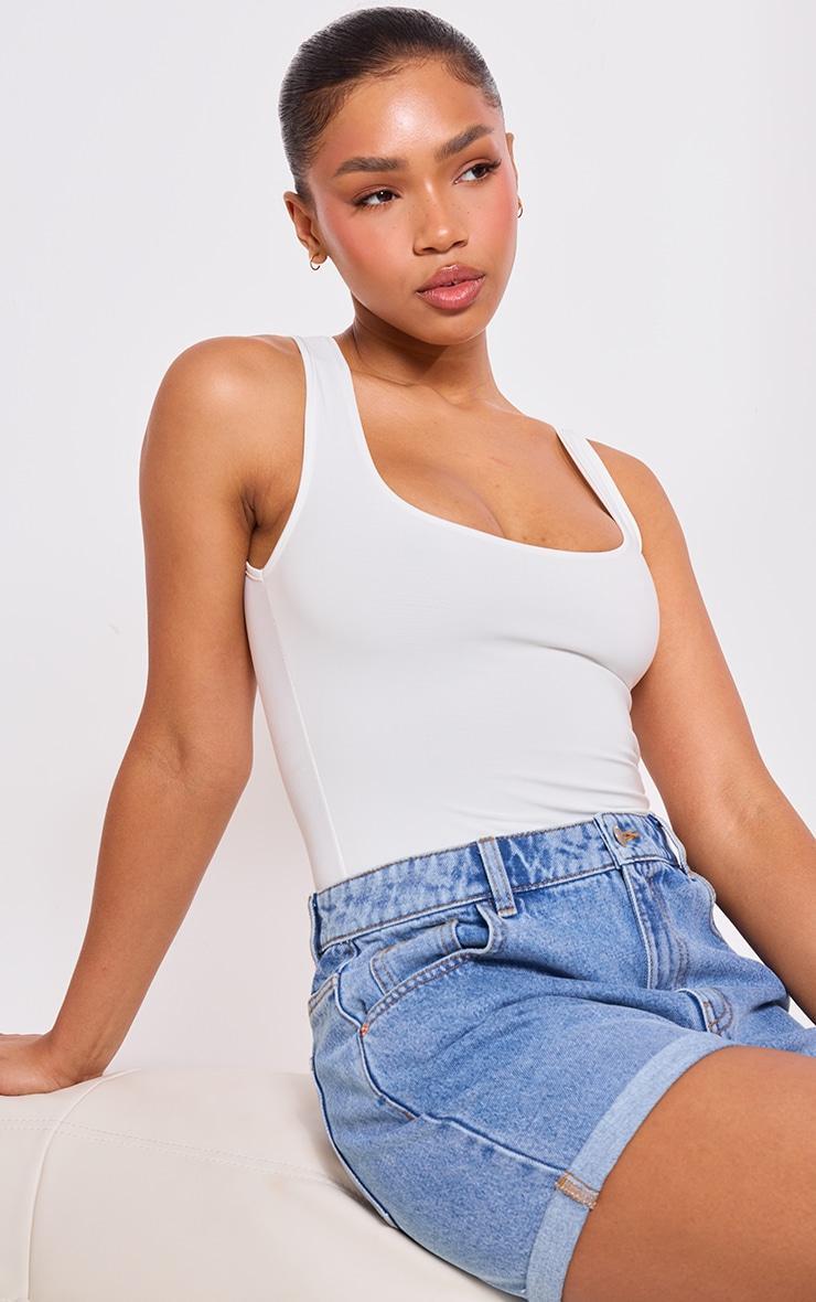 Mid Blue Wash Turn Up Mom Denim Shorts Product Image