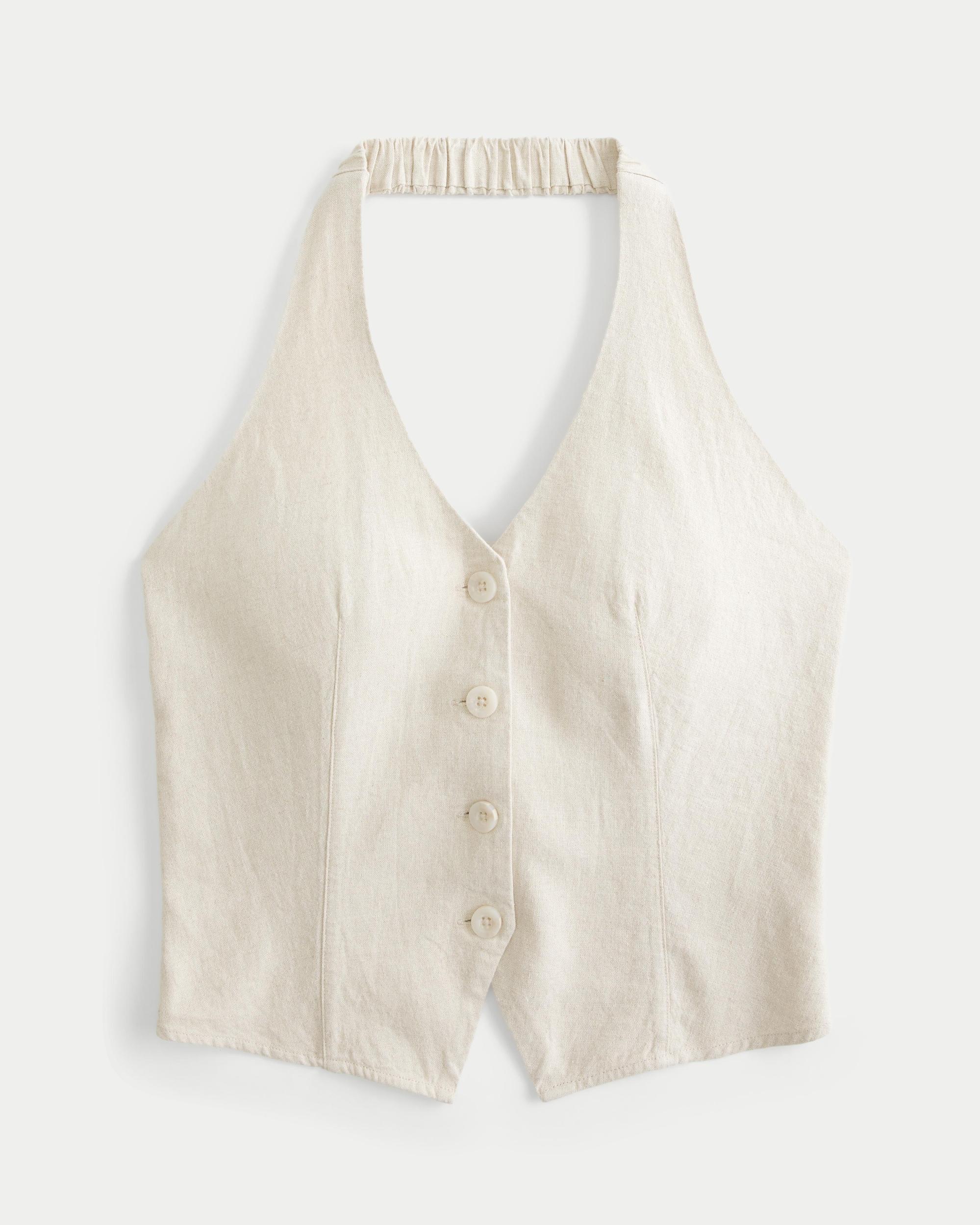 Linen-Blend Open-Back Vest Product Image