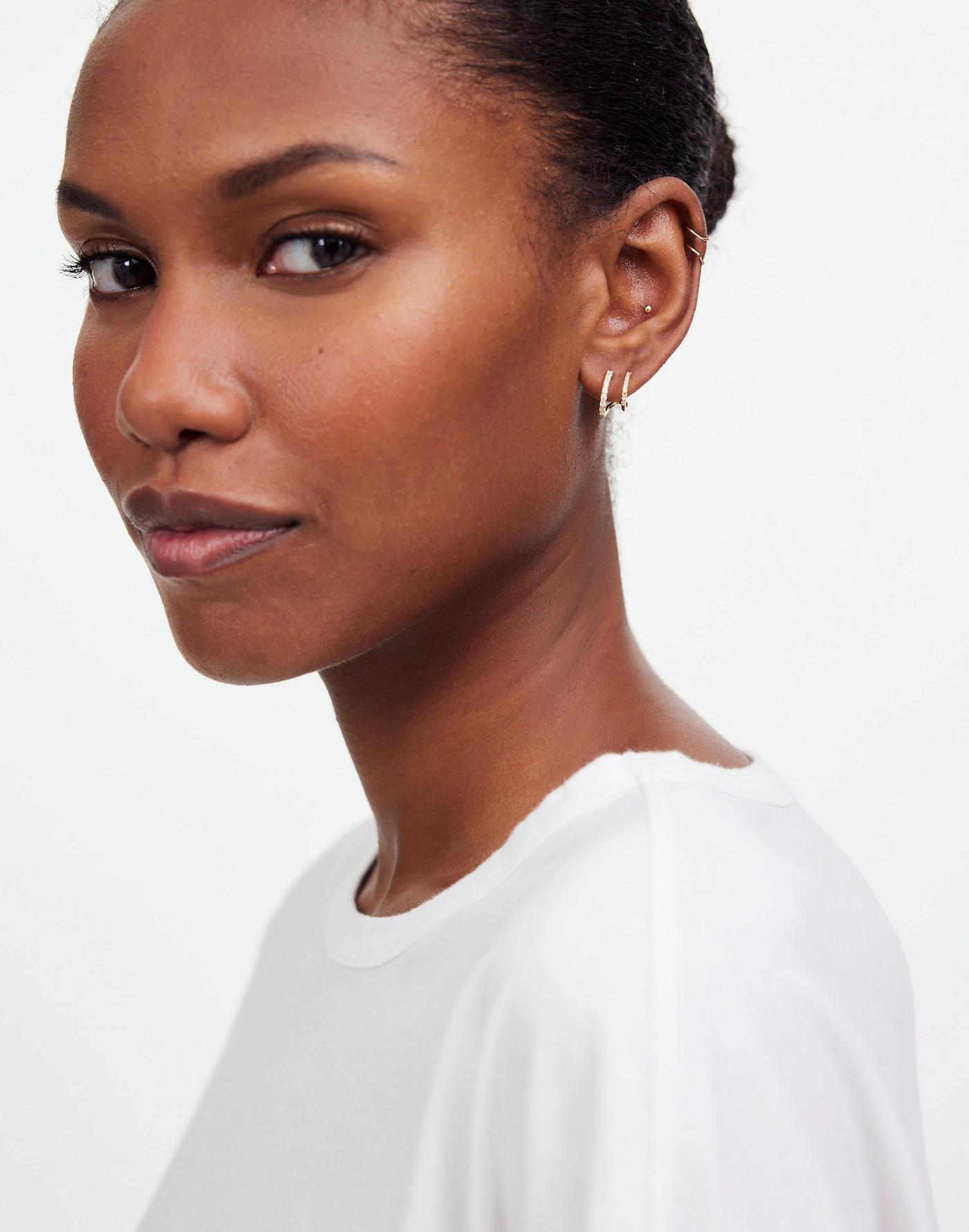 Demi-Fine Pavé Double Hoop Earrings Product Image