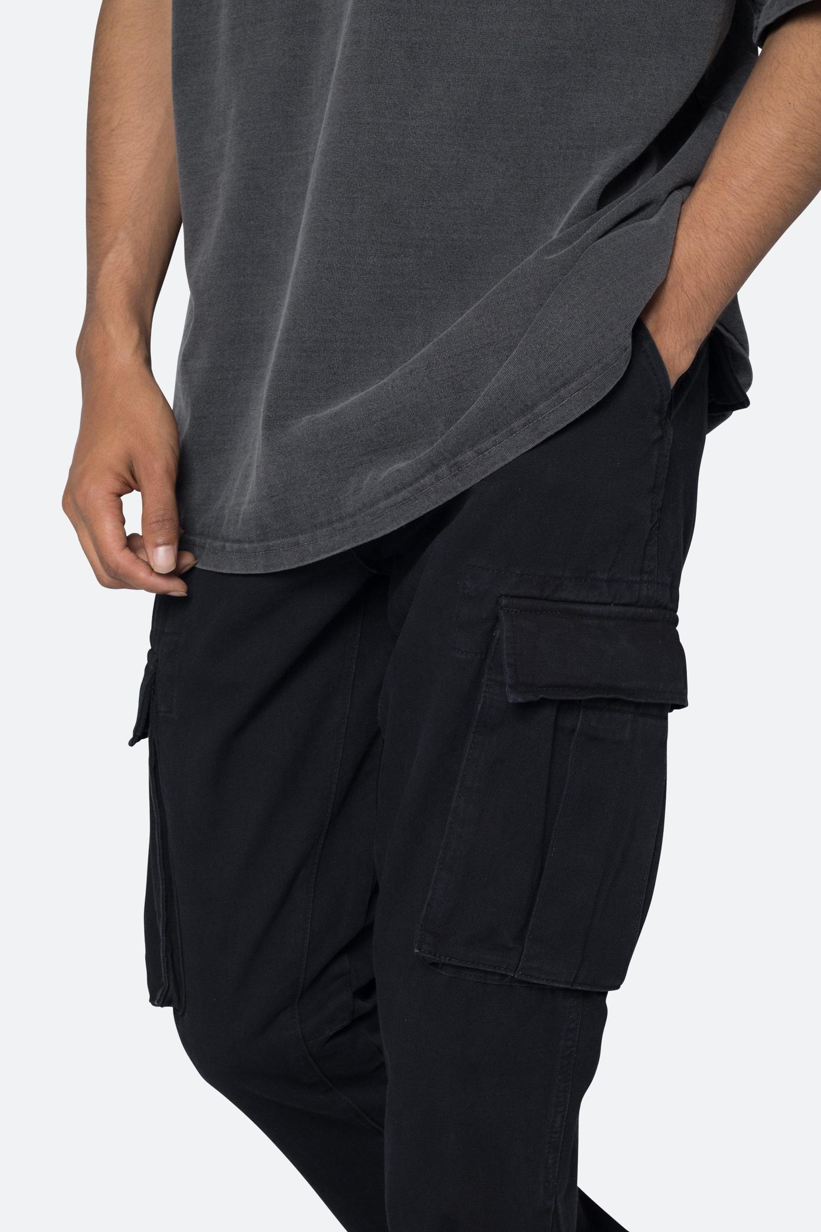 Twill Flare Cargo Pants - Black Product Image
