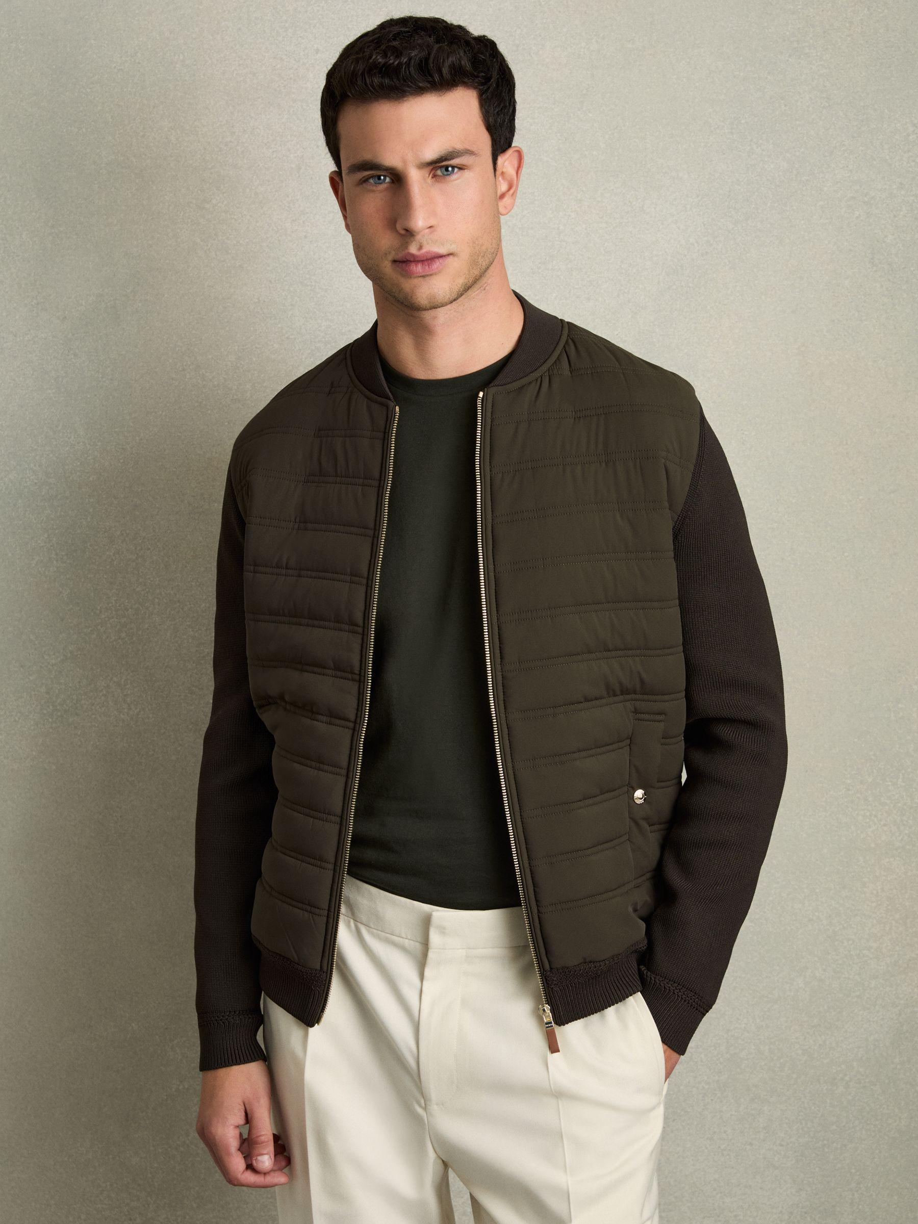 Quilted Hybrid Jacket in Military Green Product Image