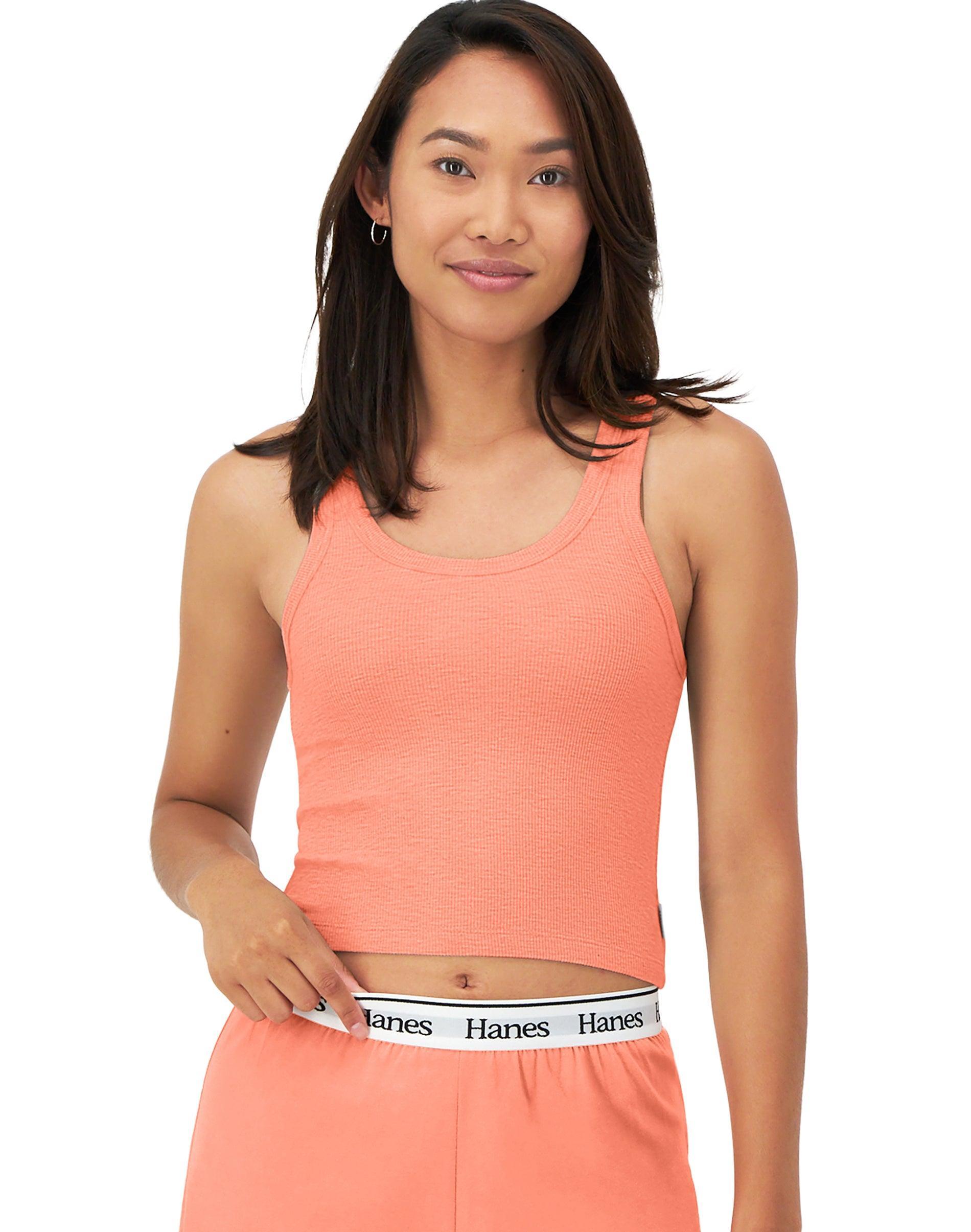 Hanes Originals Comfywear Womens Rib Crop Tank Black XL Product Image