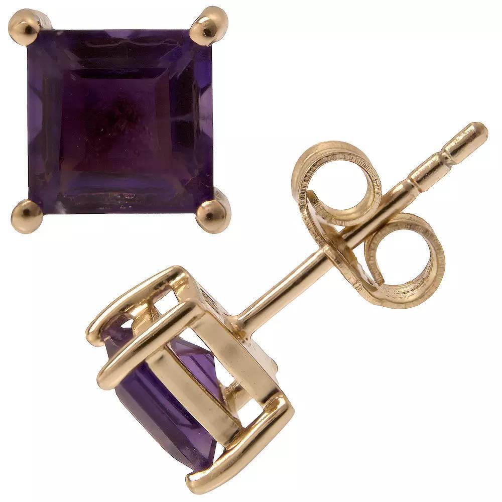 Gemistry 14k Gold Amethyst Stud Earrings, Women's Product Image