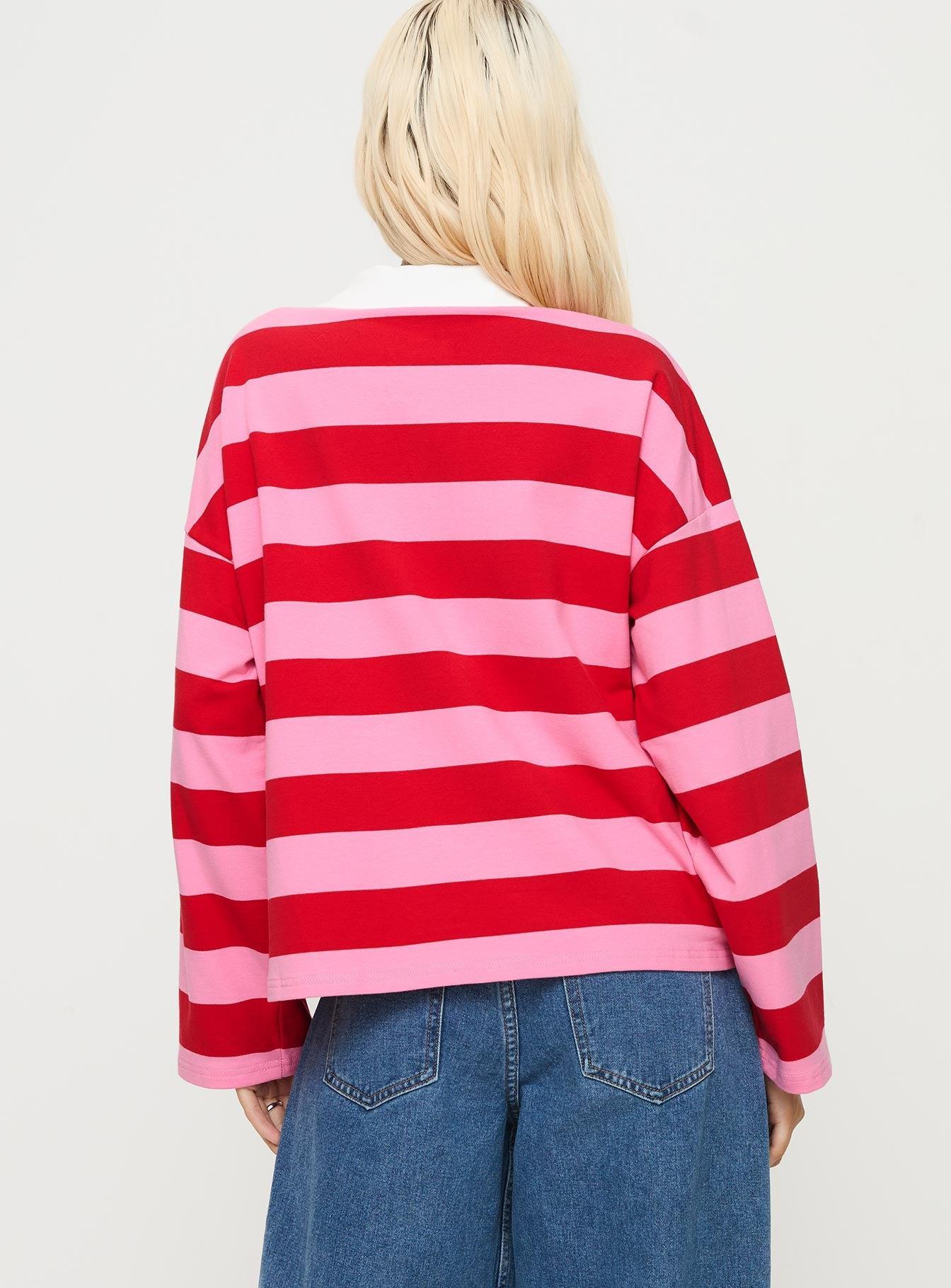 Felivand Collared Sweater Pink / Red Product Image