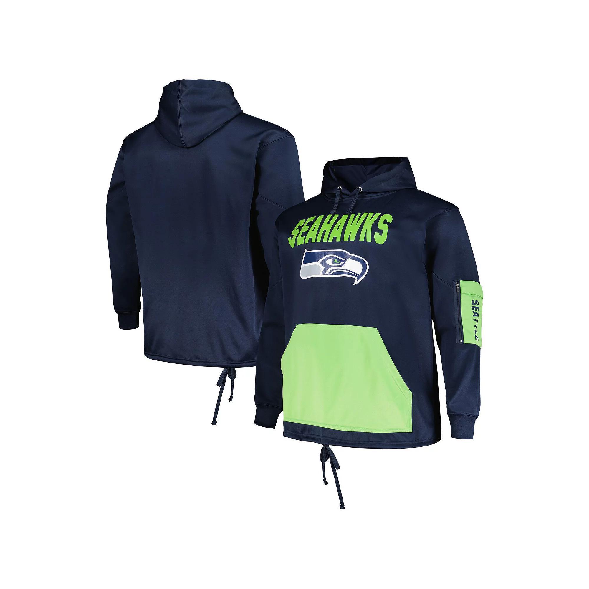 Men's Fanatics Branded College Navy Seattle Seahawks Big & Tall Pullover Hoodie, Size: 3XLT, Blue Product Image