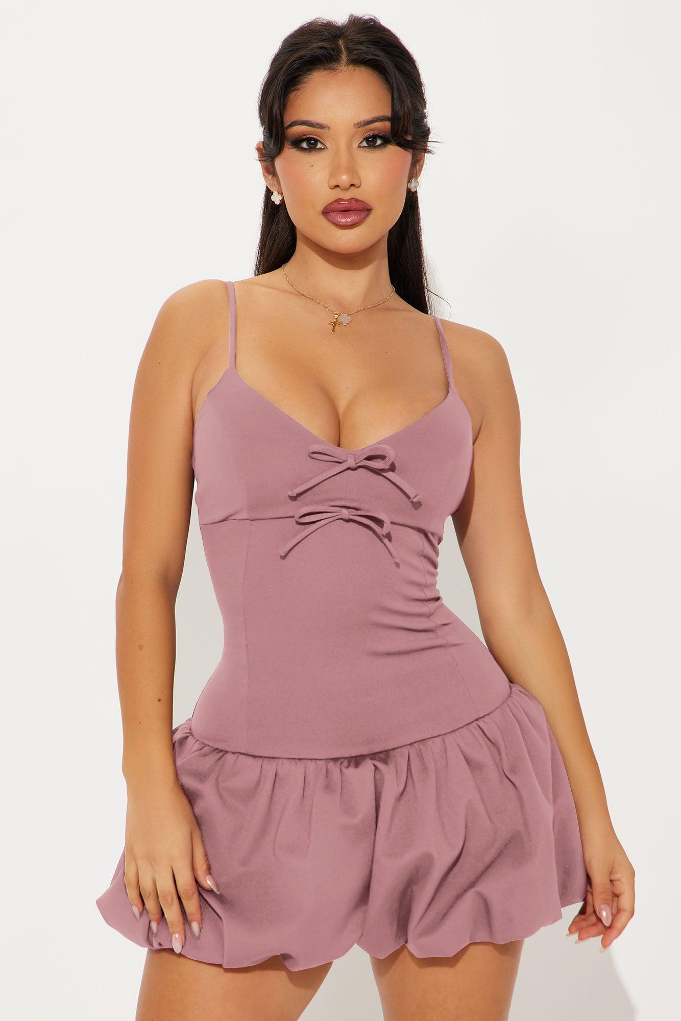 Pretty On Purpose Bubble Mini Dress - Mauve Product Image