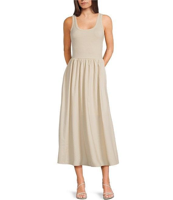 Blu Pepper Sleeveless Mixed-Media Midi Dress Product Image