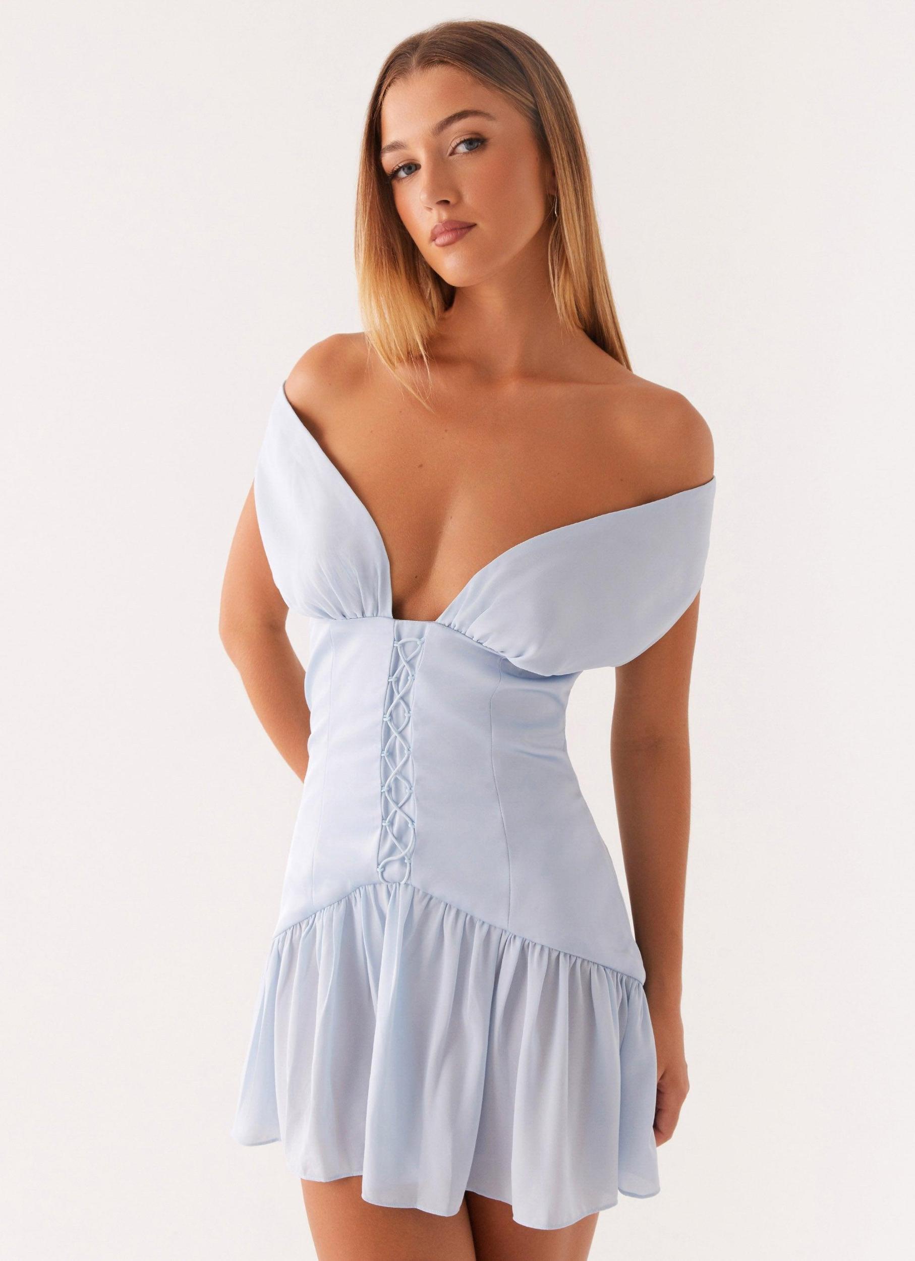 Dear Diary Mini Dress - Pastel Blue Product Image