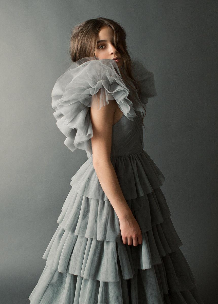 Briony Impact Dress in Dusty Blue Girls Product Image