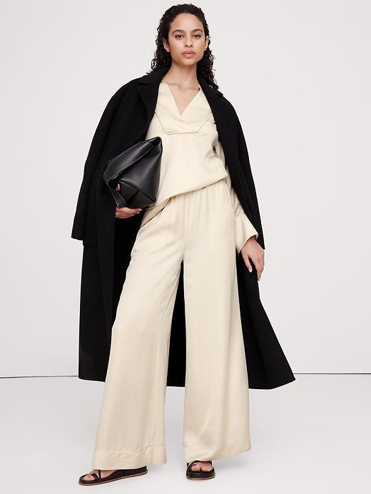 Pull-On Wide Leg Satin Pant Product Image