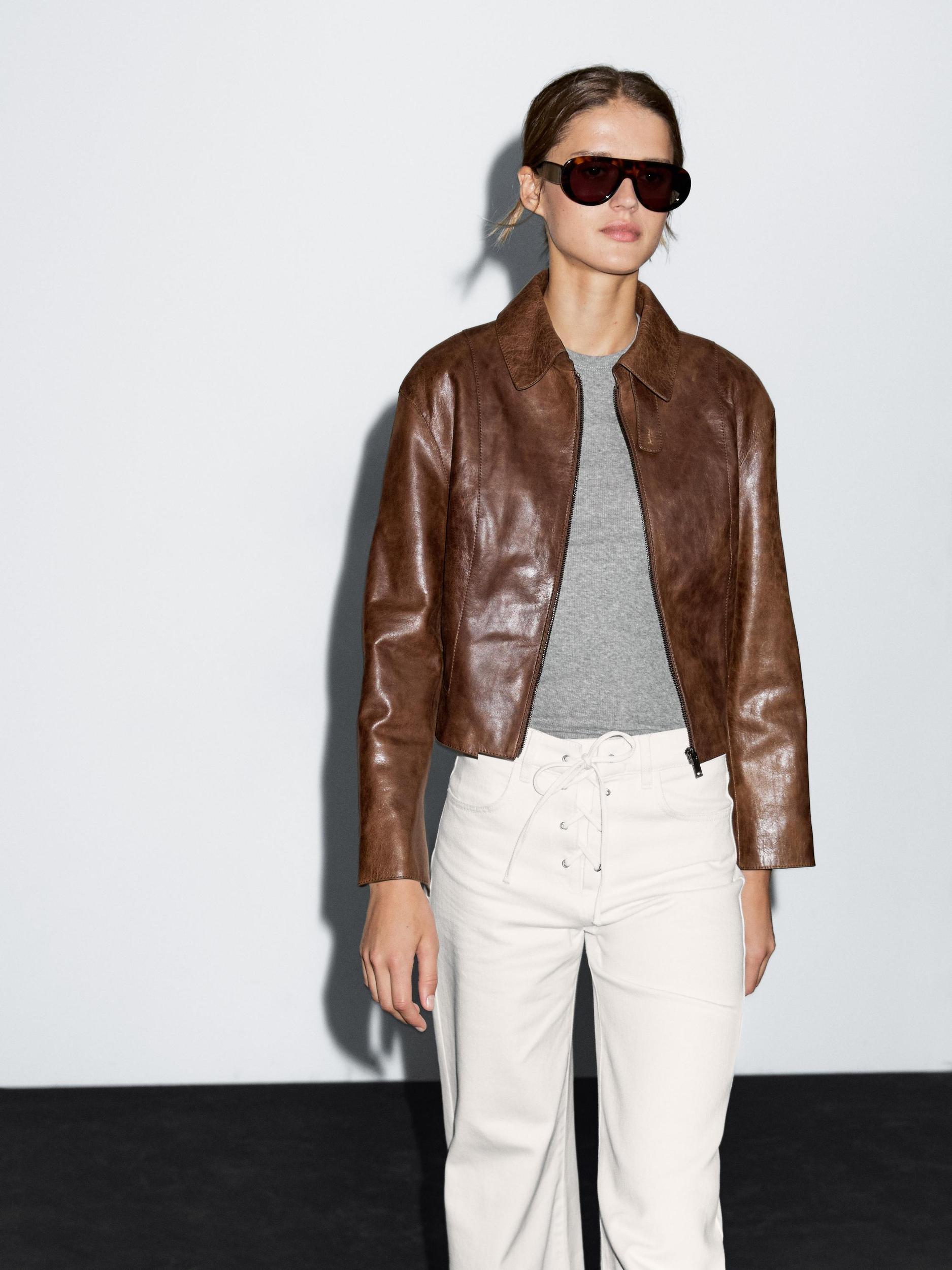 Short nappa leather jacket Product Image
