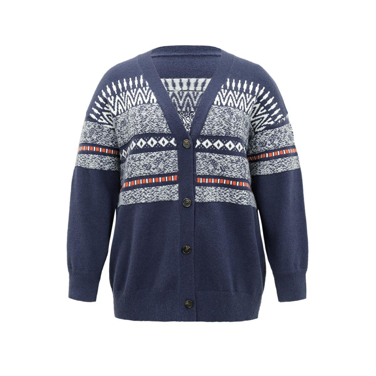 Plus Size Anti-Pilling Bandana Print Open Front Cardigan Midnight Women Casual Loose Long Sleeve Festival-Christmas Cardigans BloomChic 12/L Product Image