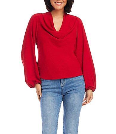 Karen Kane Cowl Neck Top Women's Long Sleeve Button Up Product Image