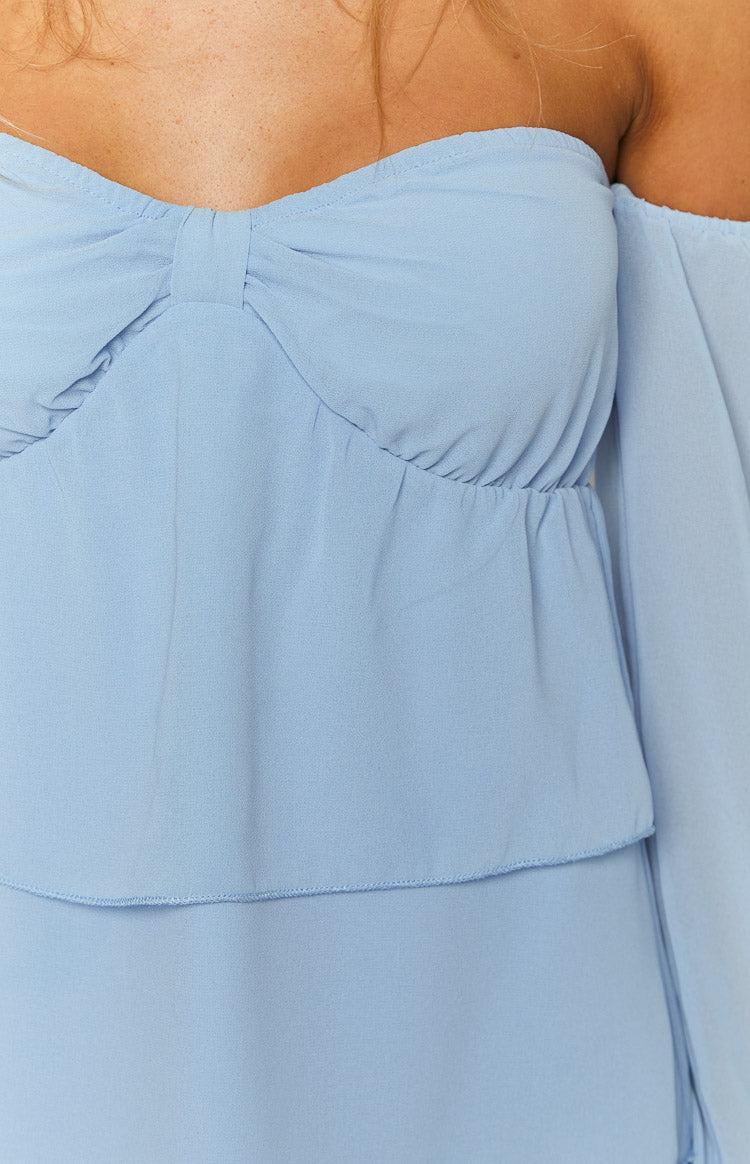 Cindee Blue Off Shoulder Mini Dress Product Image