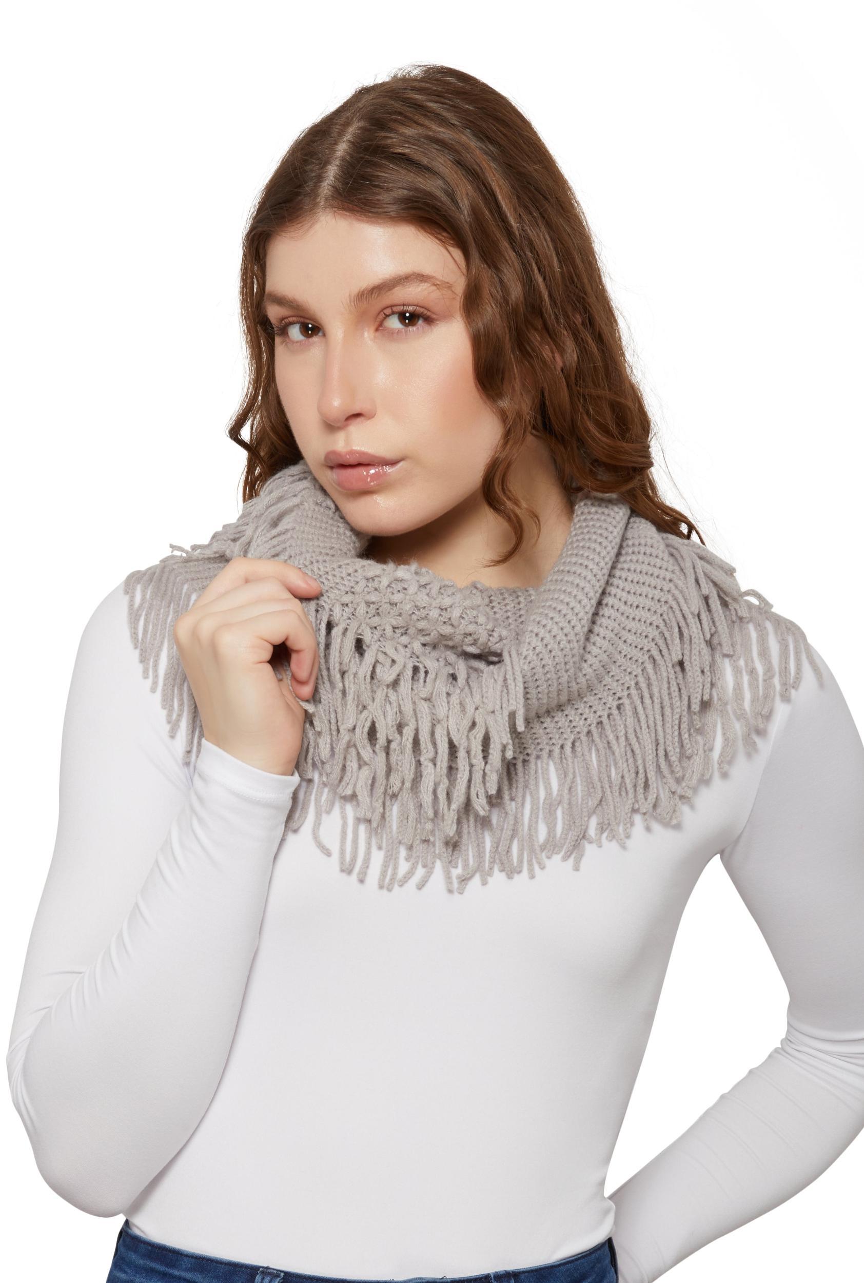 Knitted Fringe Infinity Scarf Female Product Image