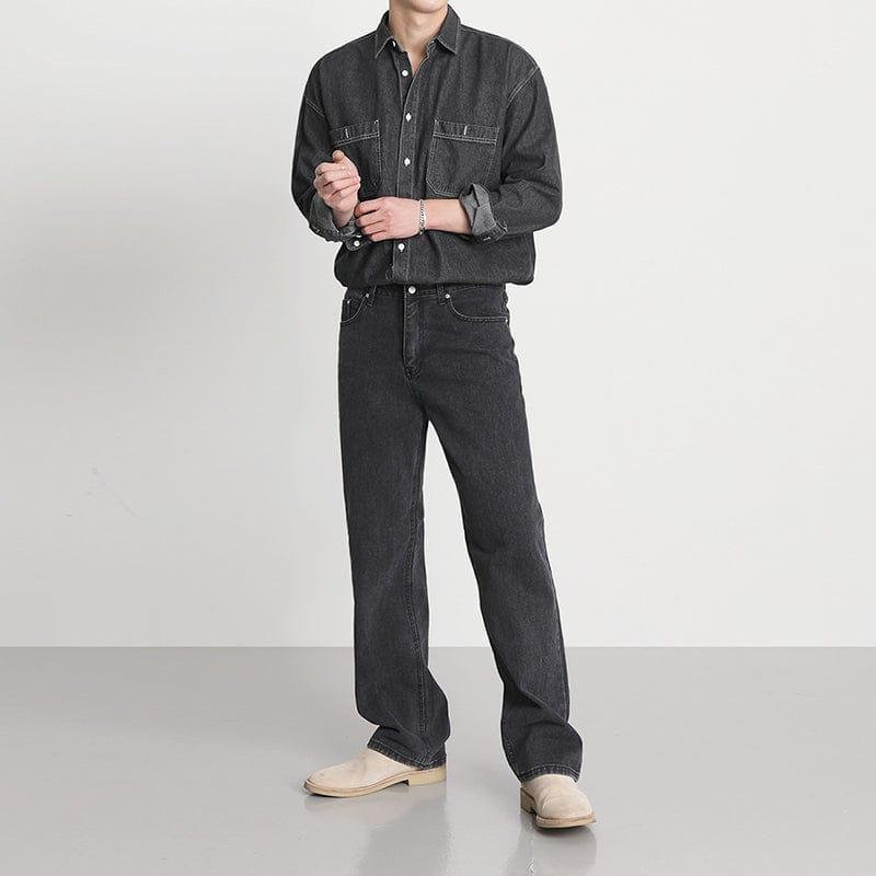 RT No. 7022 DARK GRAY STRAIGHT DENIM JEANS Product Image