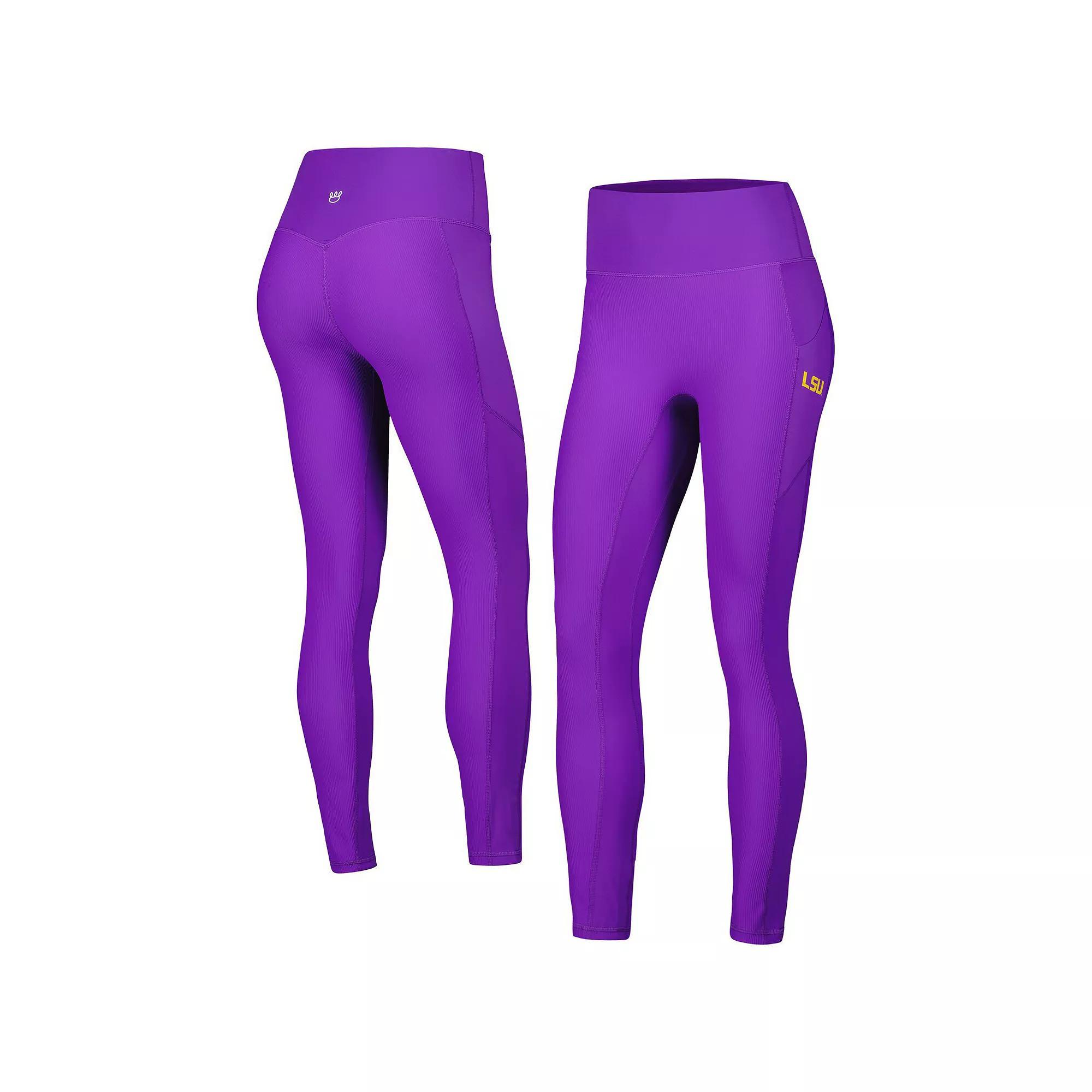 Women's KadyLuxe  Purple LSU Tigers 7/8 Mixed Media Pocket iLeggings, Size: XL Product Image