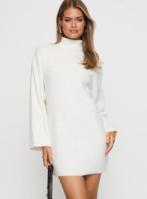 Sonelle Sweater Mini Dress White Product Image