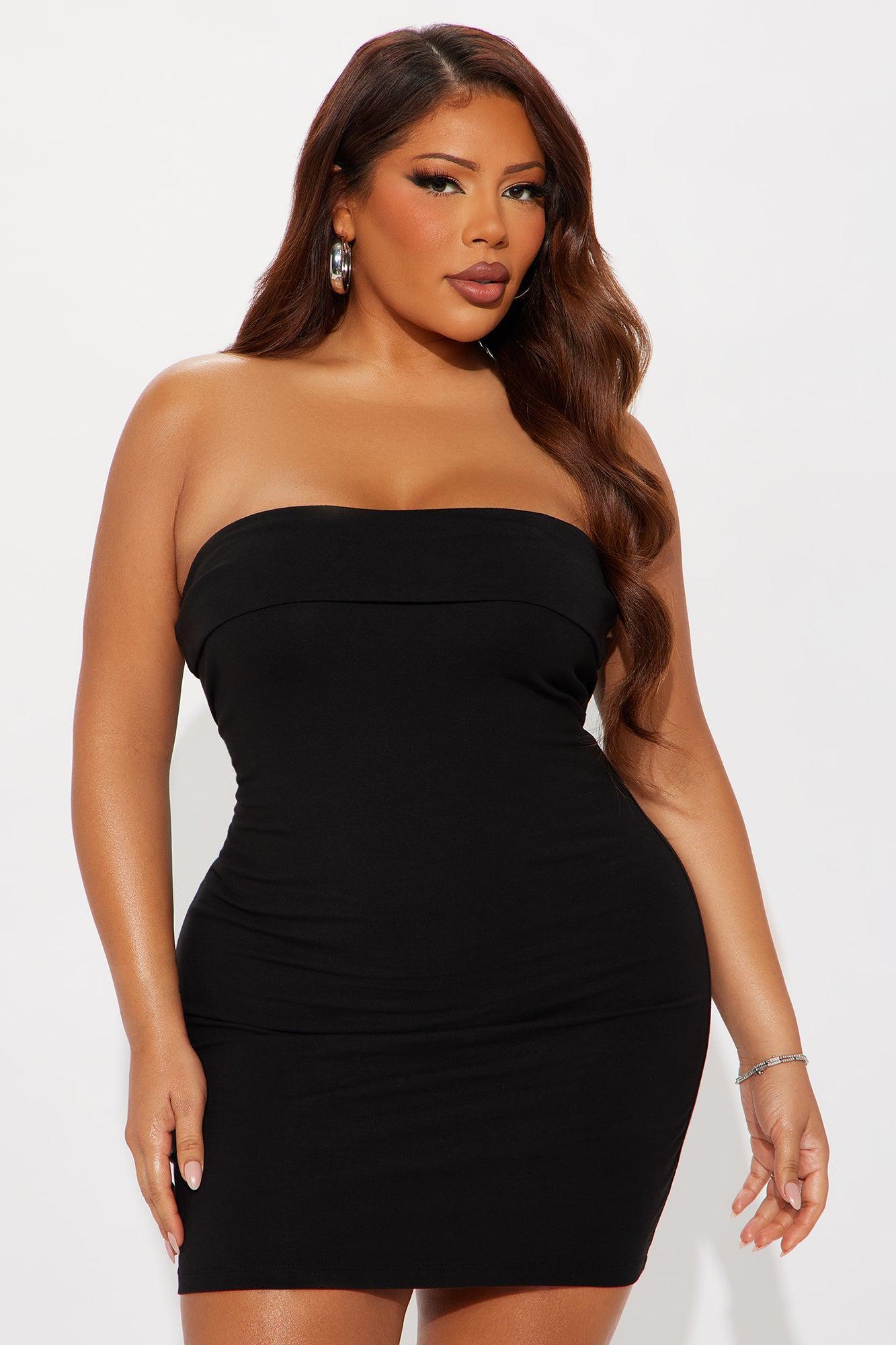 Gracie Strapless Cotton Mini Dress - Black Product Image