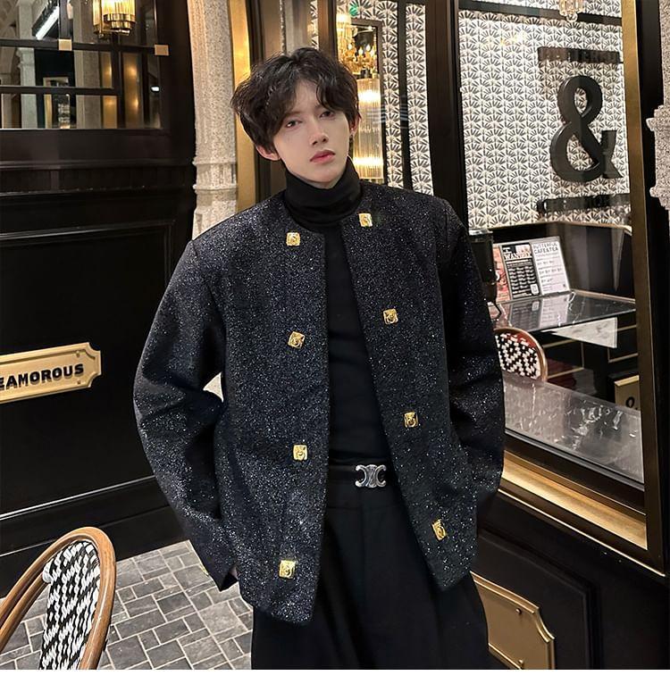 Long Sleeve Button Up Embellished Blazer Product Image