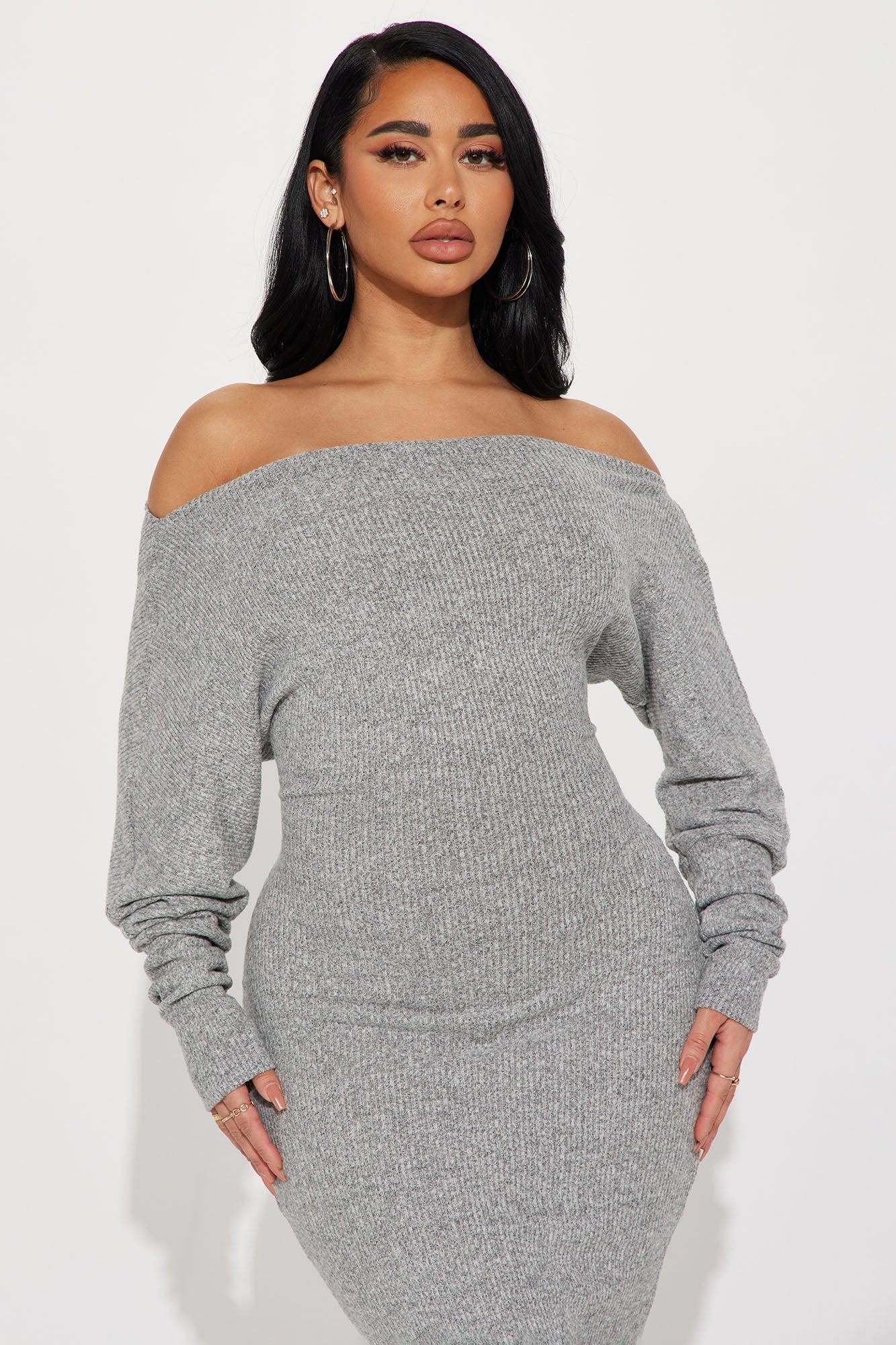 Keeping It Cozy Maxi Dress - Heather Grey Female Product Image