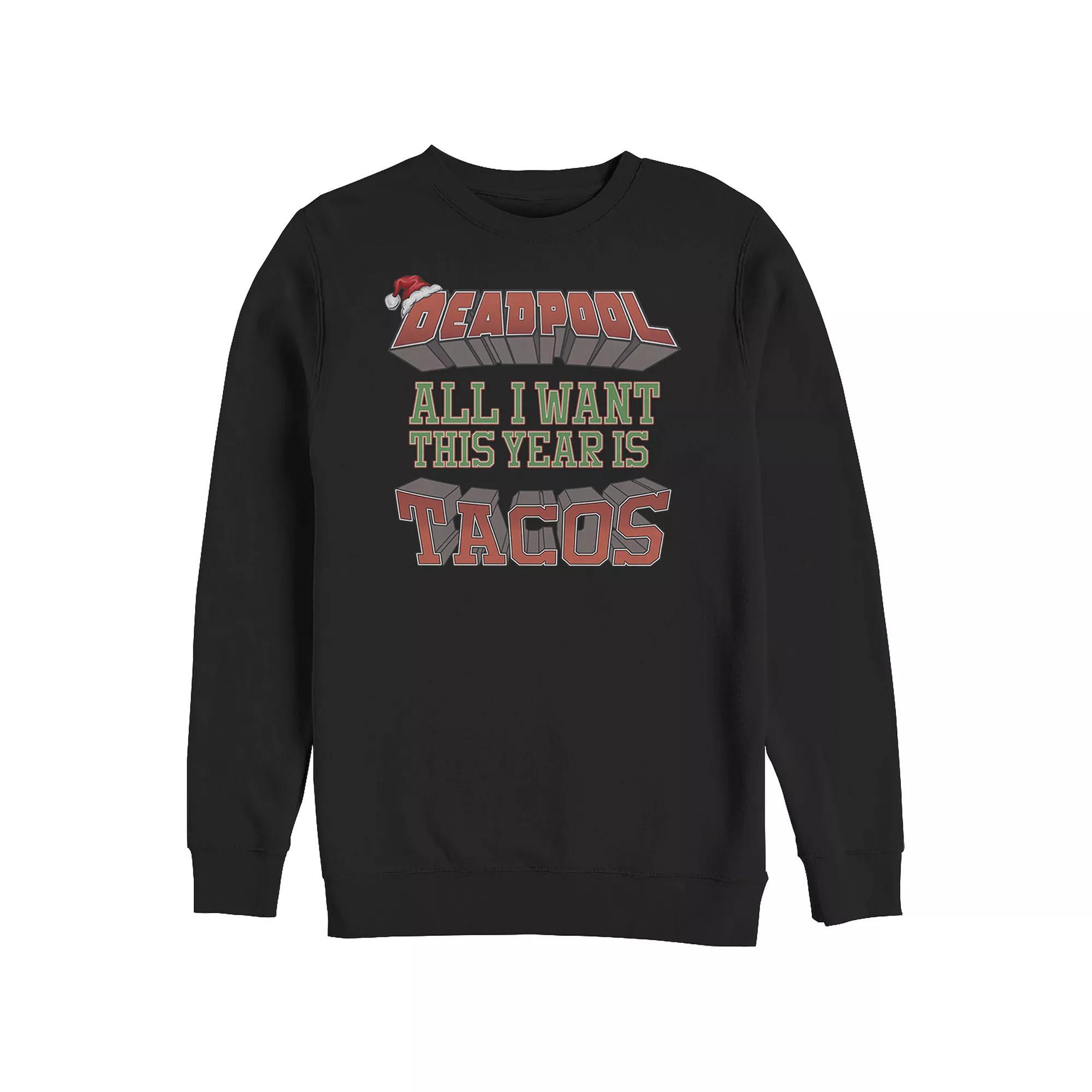 Big & Tall Marvel Deadpool All I Want This Year Is Tacos Graphic Fleece, Men's, Size: 3XL Tall, Black Product Image