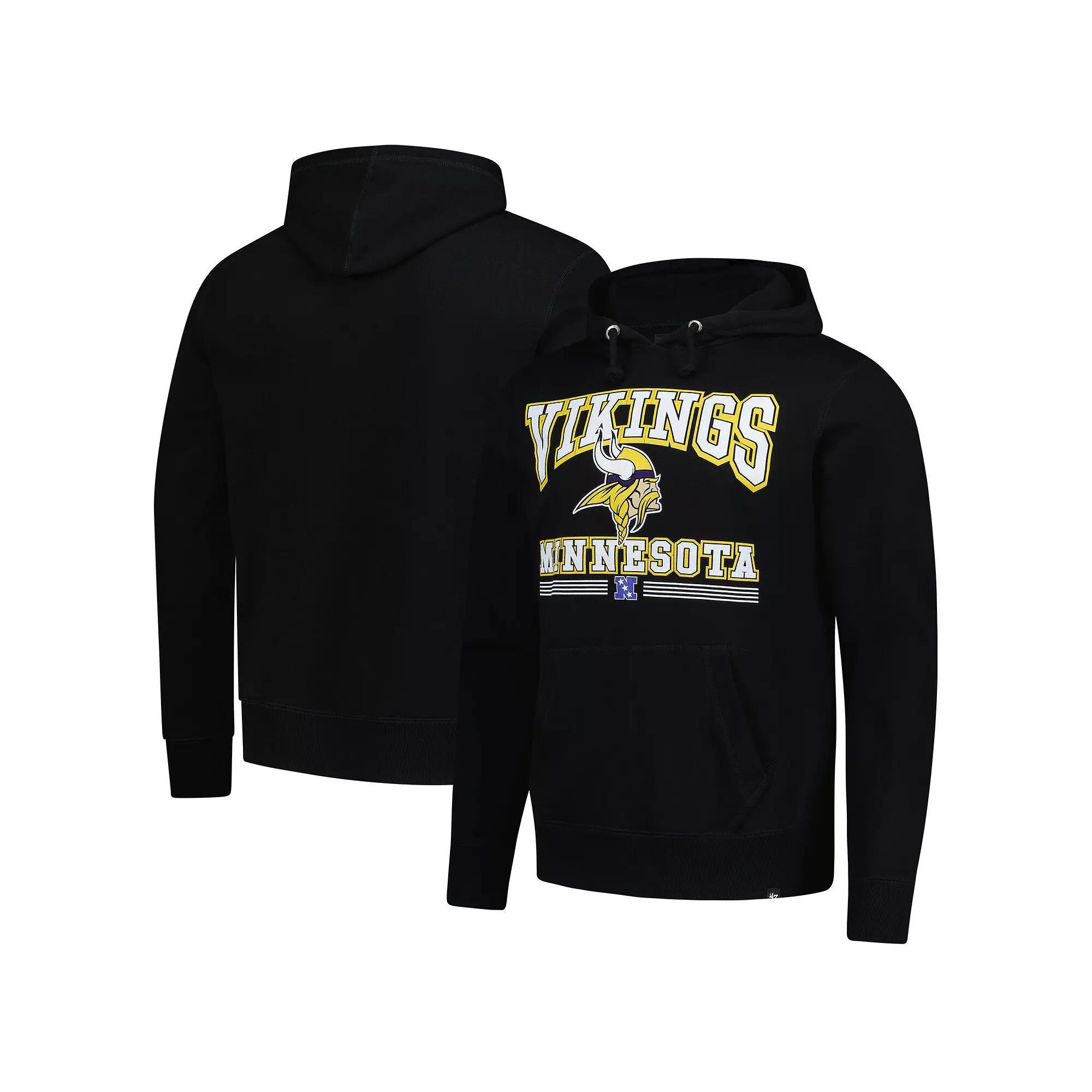 Men's '47 Black Minnesota Vikings Packed House Headline Pullover Hoodie, Size: Large Product Image