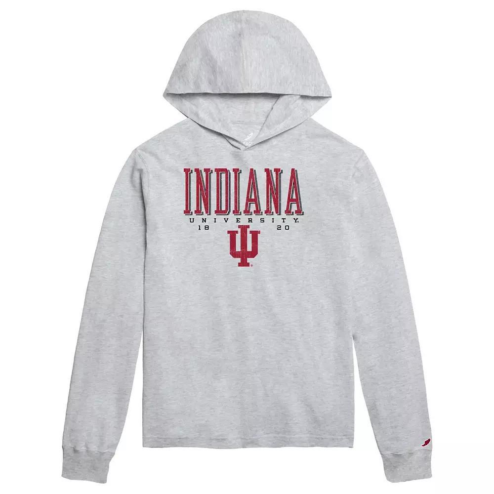 Men's League Collegiate Wear Ash Indiana Hoosiers Team Stack Tumble Long Sleeve Hooded T-Shirt, Size: Medium, Black Product Image
