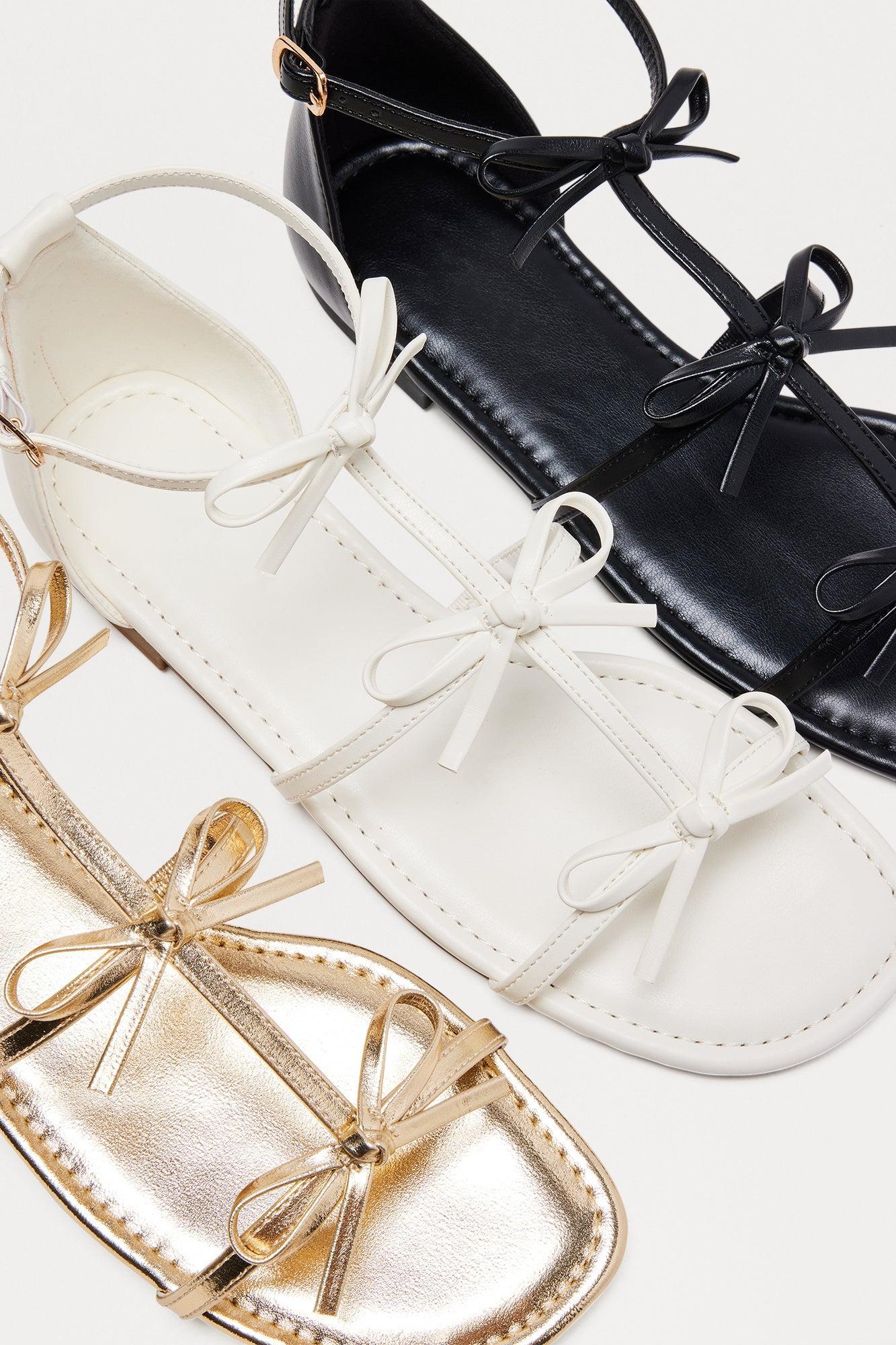 Jullietta Bow Sandals - Gold Product Image