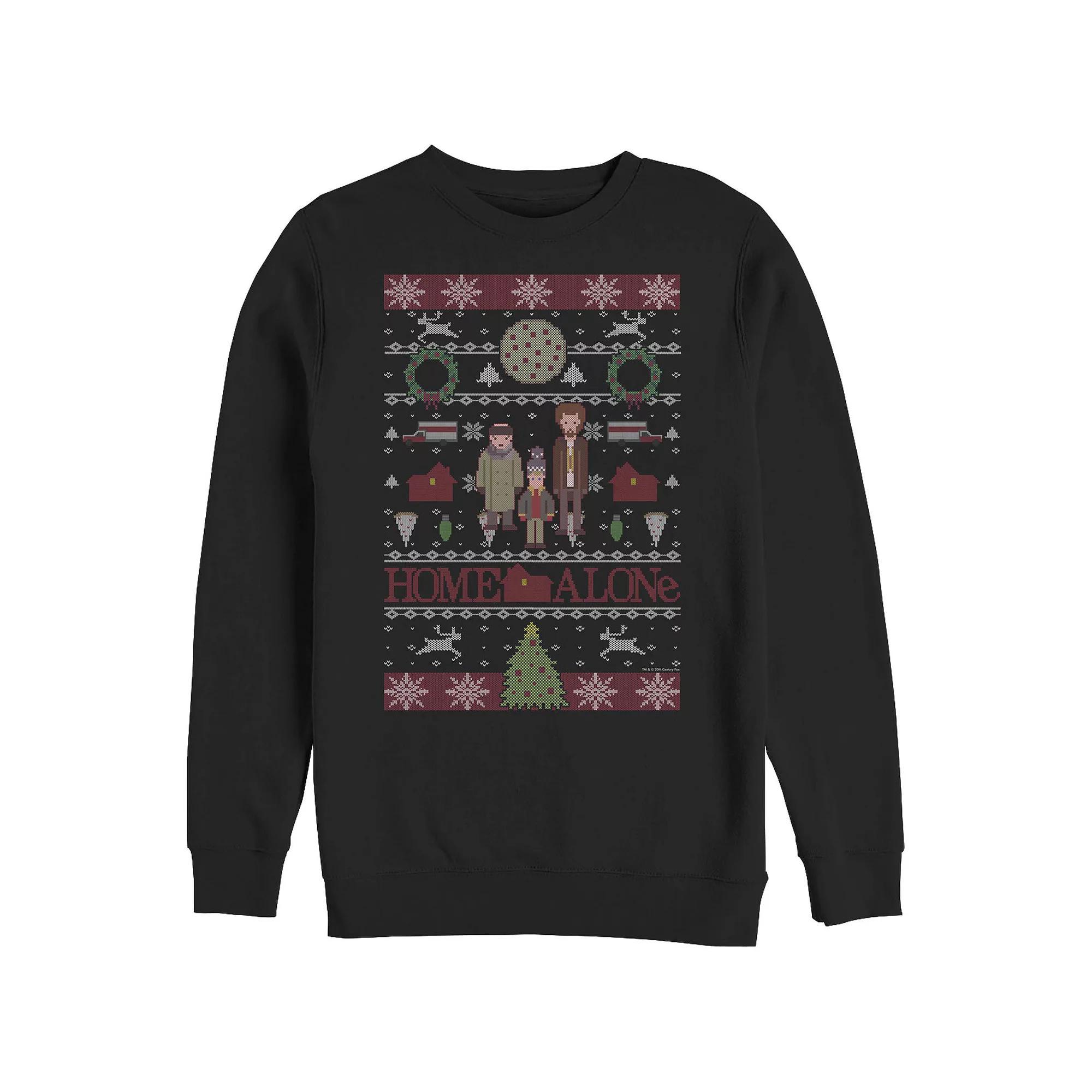 Big & Tall Home Alone Christmas Sweater Graphic Fleece, Men's, Size: Large Tall, Black Product Image