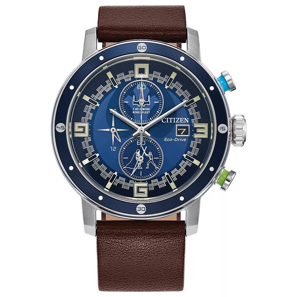 Citizen Eco-Drive Men's Star Wars Luke Skywalker Chronograph Dial Leather Strap Watch, Size: Large, Brown Product Image