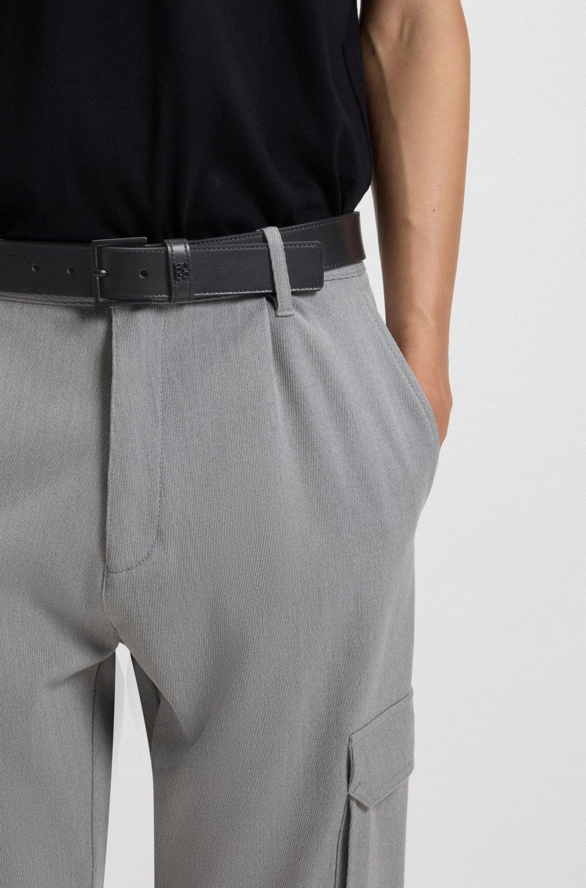 Woven-leather belt with logo-stamped keeper Product Image