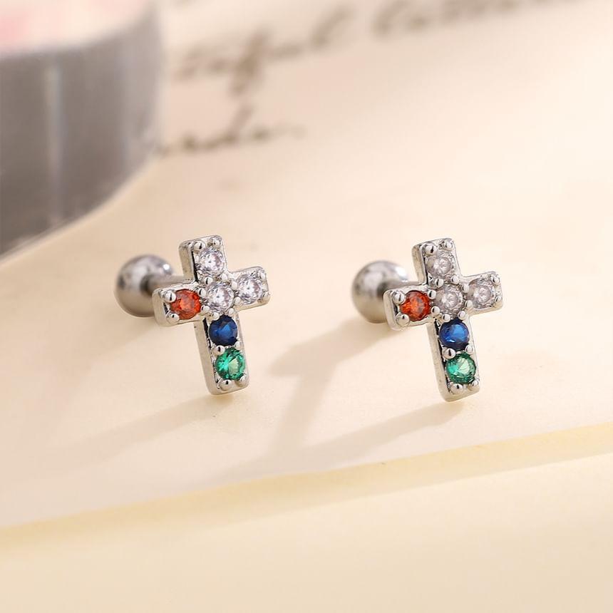 CZ Cross Stud Earring Product Image