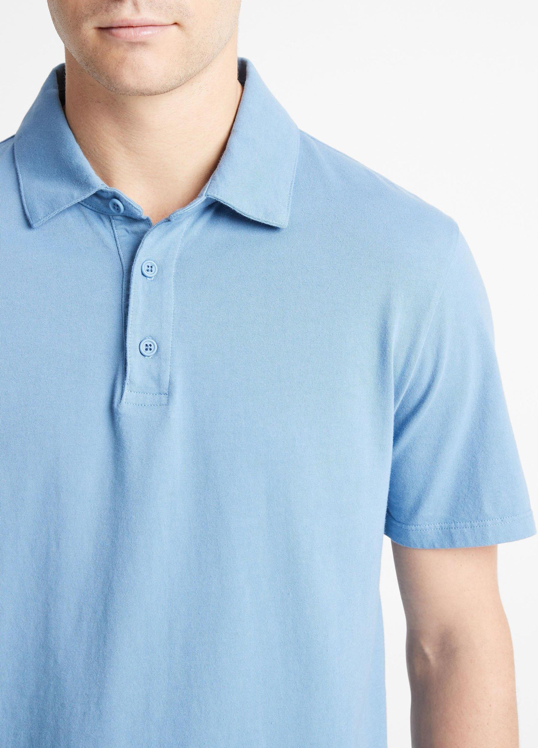 Mens Garment Dye Cotton Polo Shirt, Optic White, Size S Vince Product Image