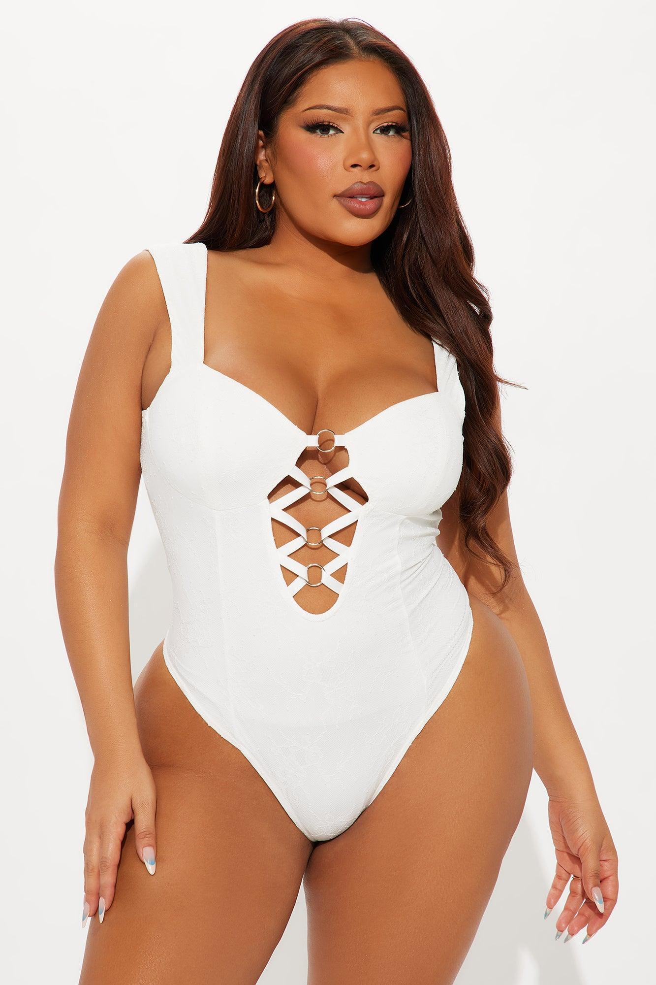 Lavinia Lace Cut Out Corset Bodysuit - Off White Female Product Image