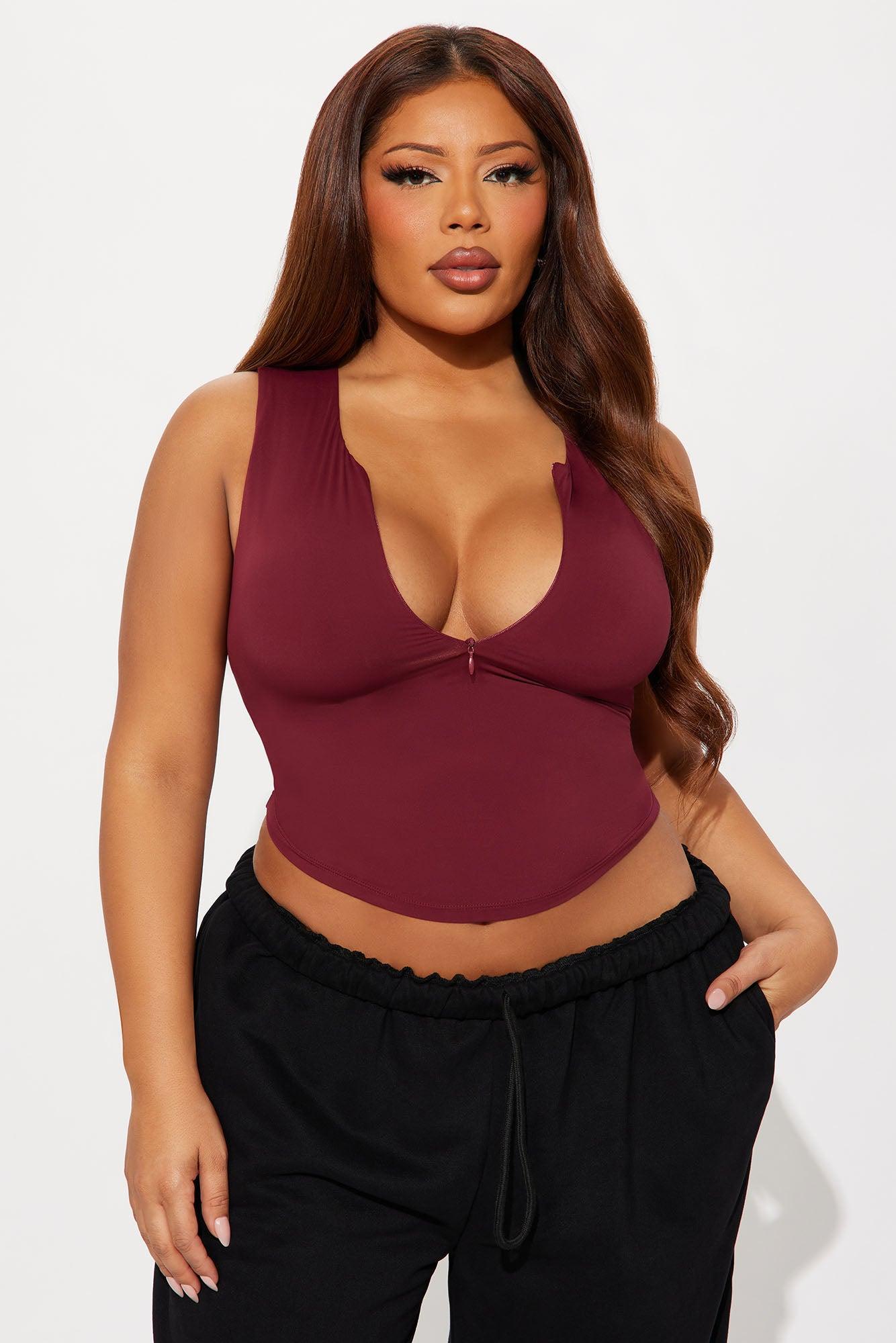 Second Skin Double Lined Zip Front Tank - Wine Product Image