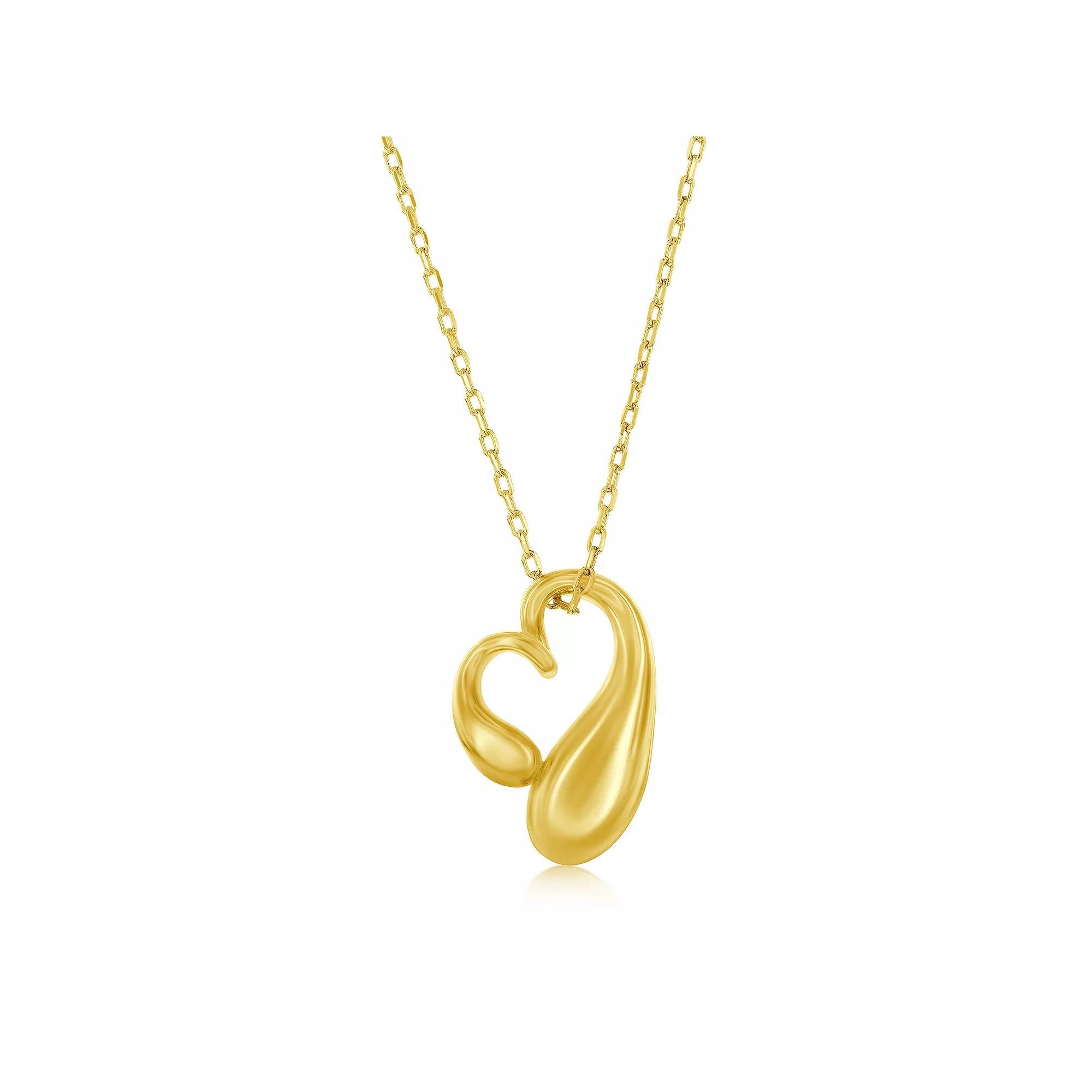 Argento Bella Sterling Silver Sideways Puff Heart Necklace, Women's, Size: 16-18" ADJ, Gold Tone Product Image