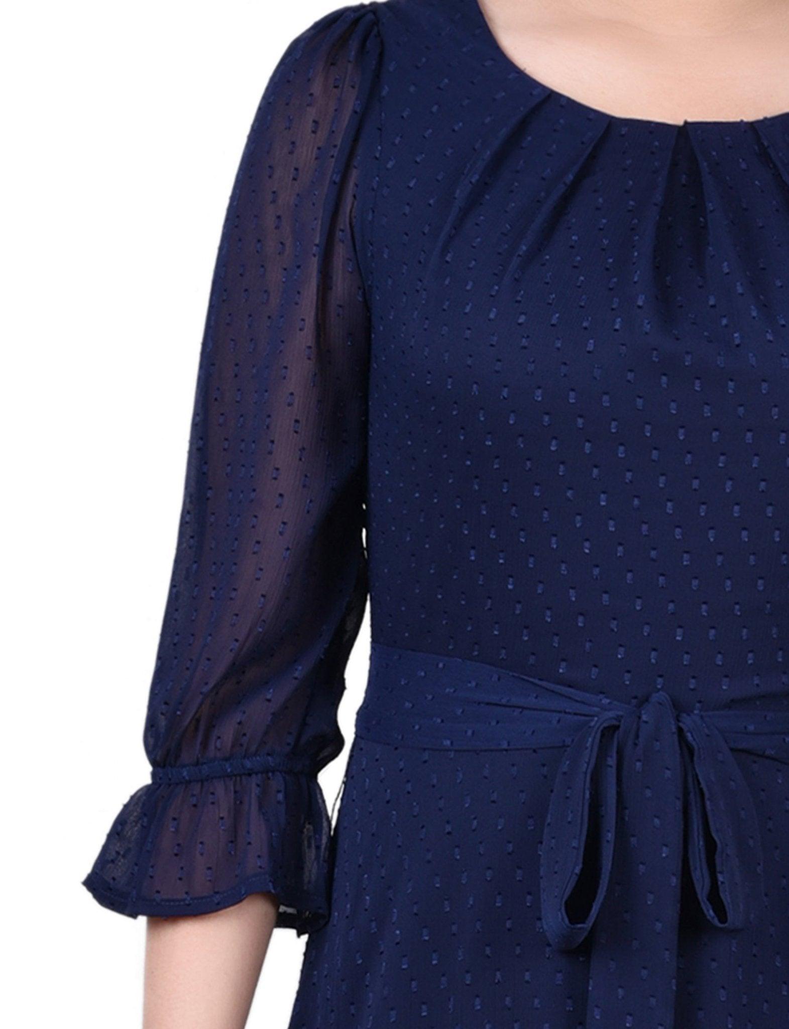 Evening Blue 3/4 Length Pearl Detail Dress Product Image