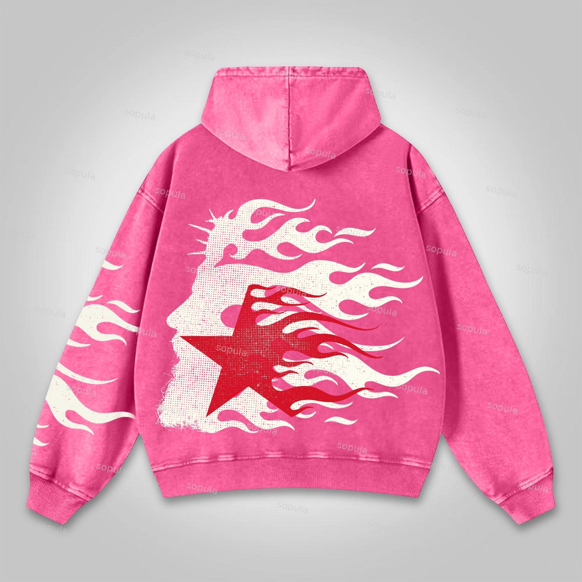 Sopula Vintage Flame Jesus Son of God Graphic Washed Hoodie Product Image