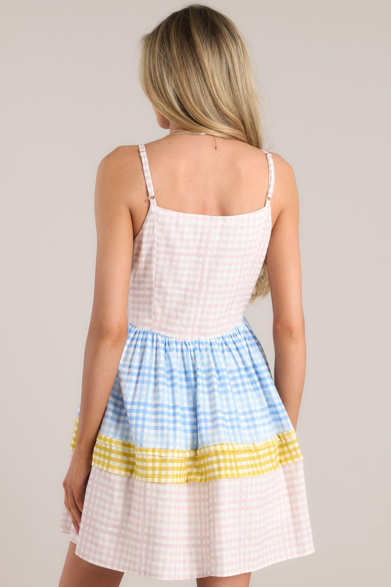 Alive And Free Pink Multi Gingham Romper Dress Product Image