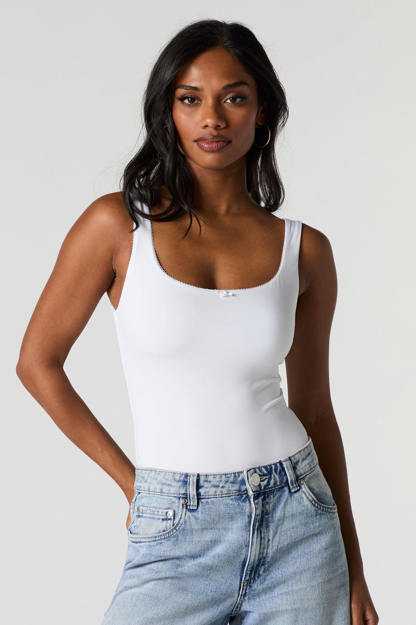 Contour Lace Rosette Trim Scoop Neck Bodysuit Female Product Image