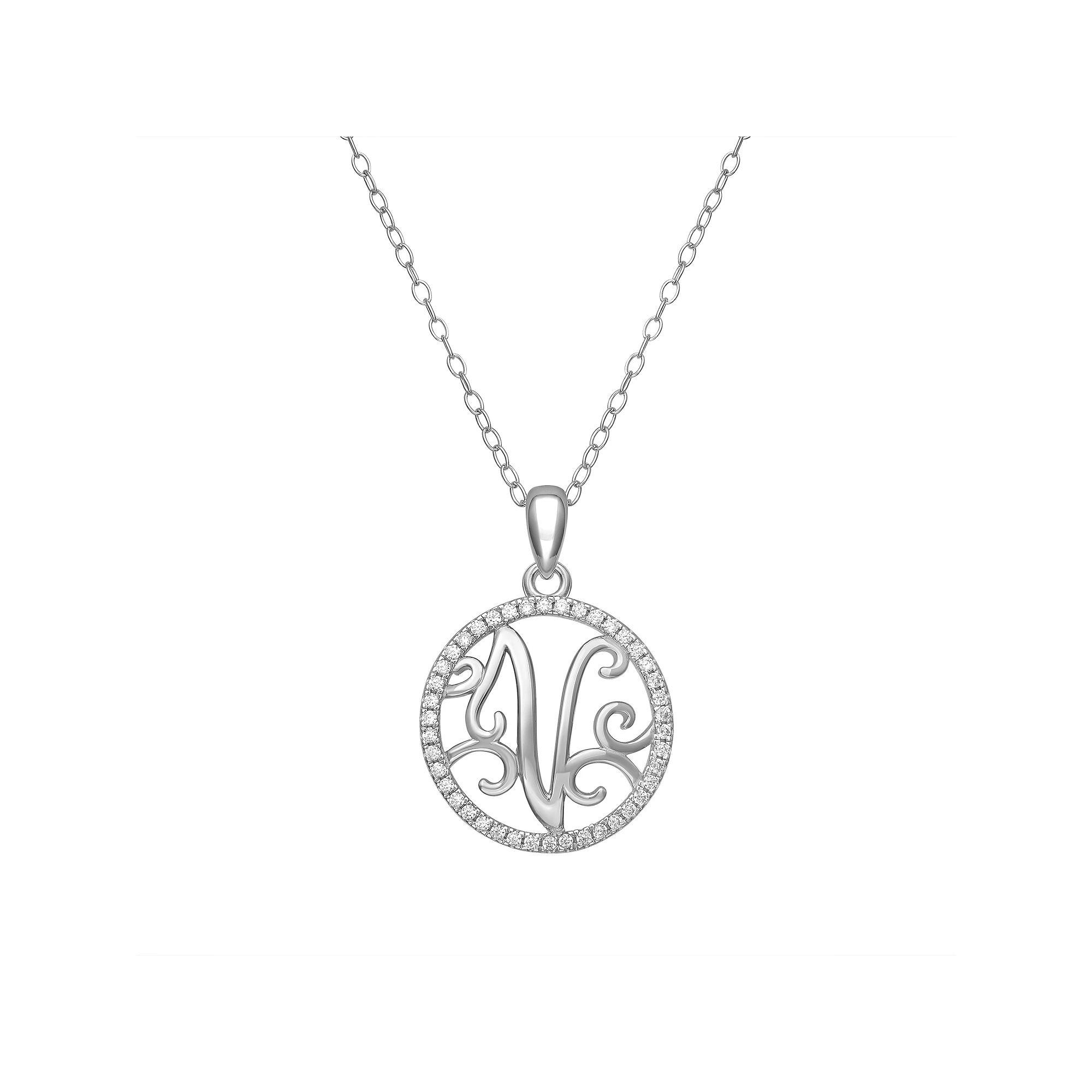 PRIMROSE Sterling Silver Cubic Zirconia Initial Pendant Necklace, Women's, Size: 18" Product Image