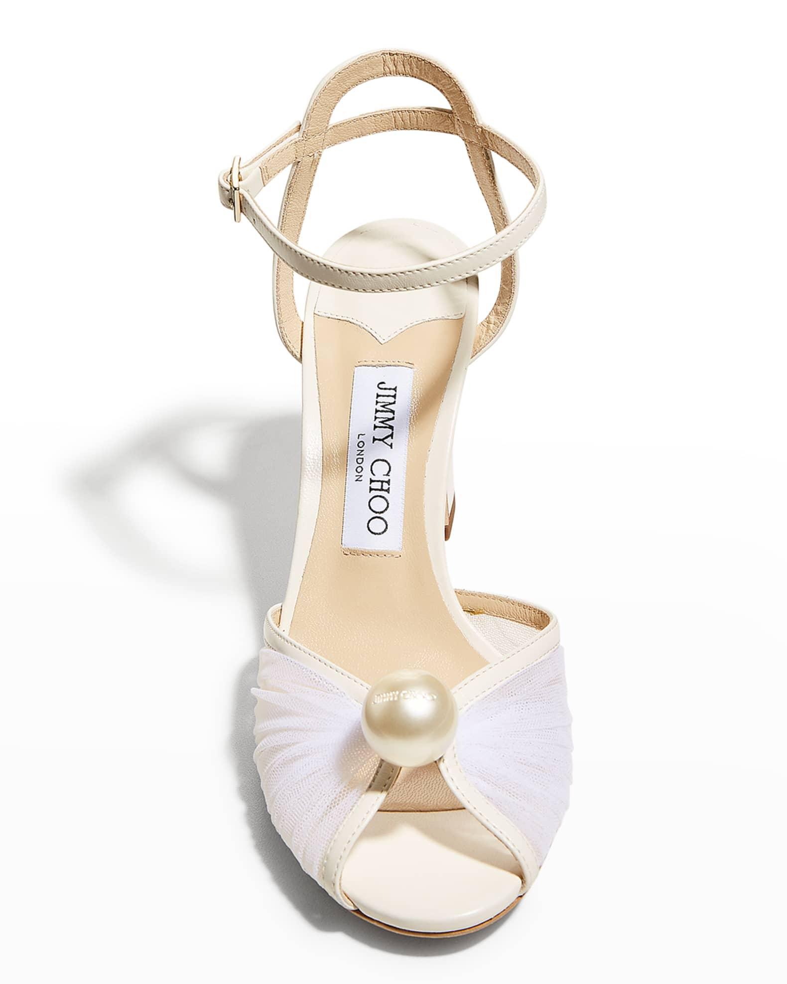 Sacaria Tulle Pearly Ankle-Strap Sandals Product Image