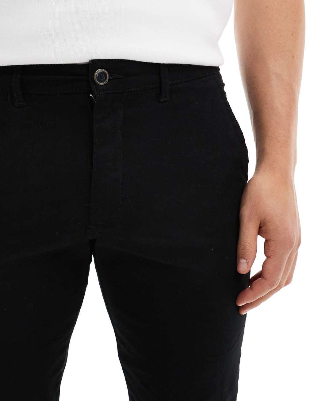 JJ Rebel slim fit chino pants in black Product Image